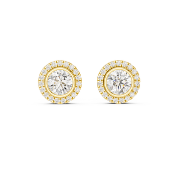 Bezel-Set Halo Stud Earrings