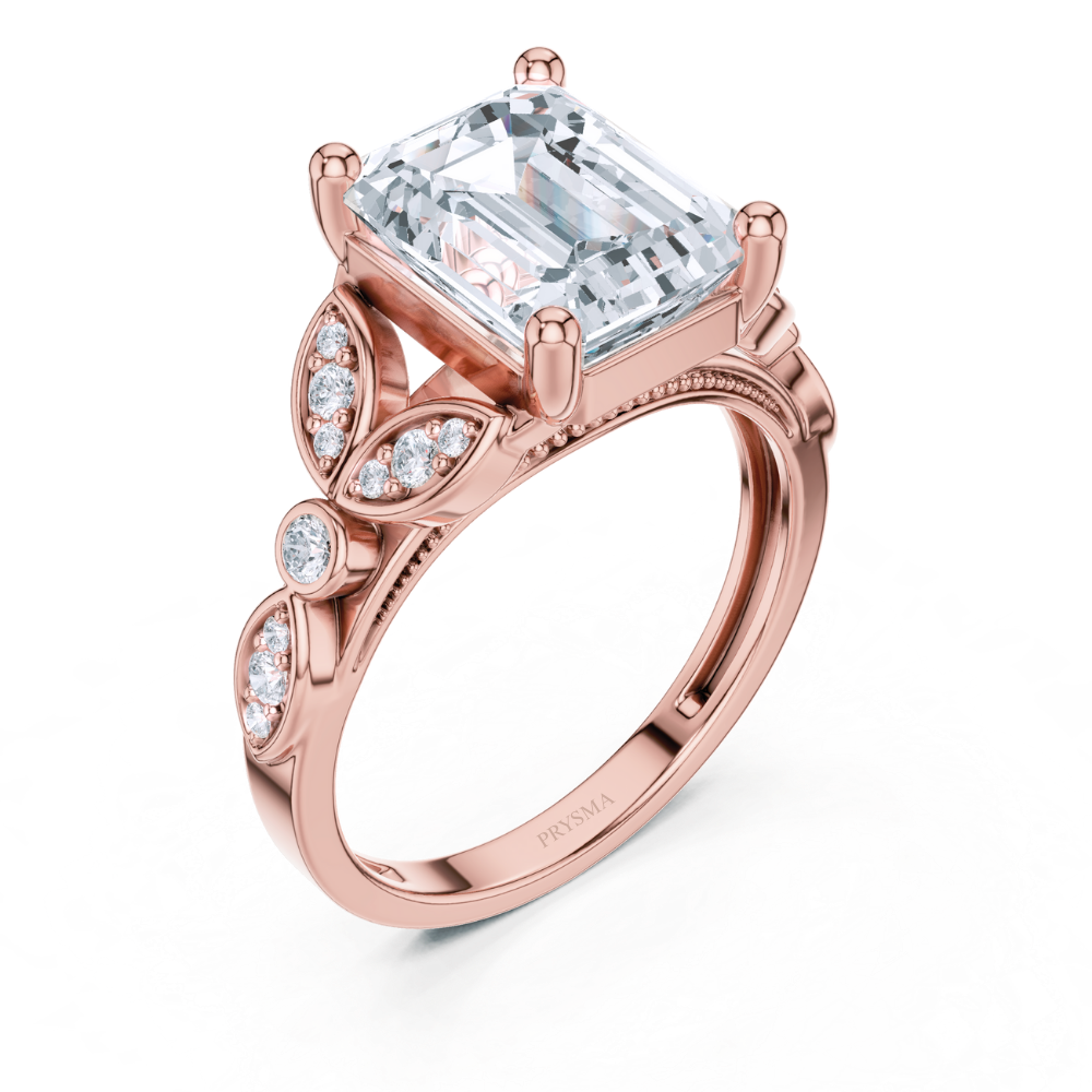 Regal Bloom Emerald-Cut Ring