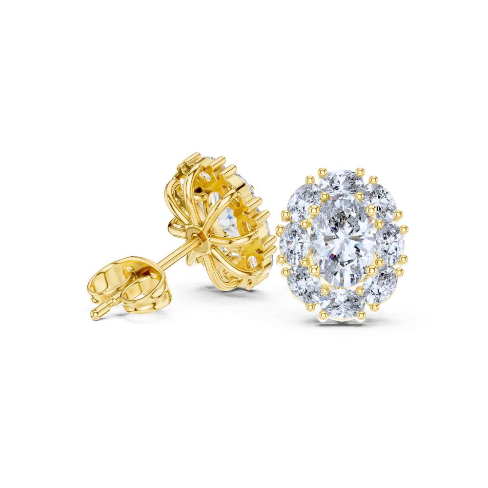 Radiant Oval Cluster Diamond Studs