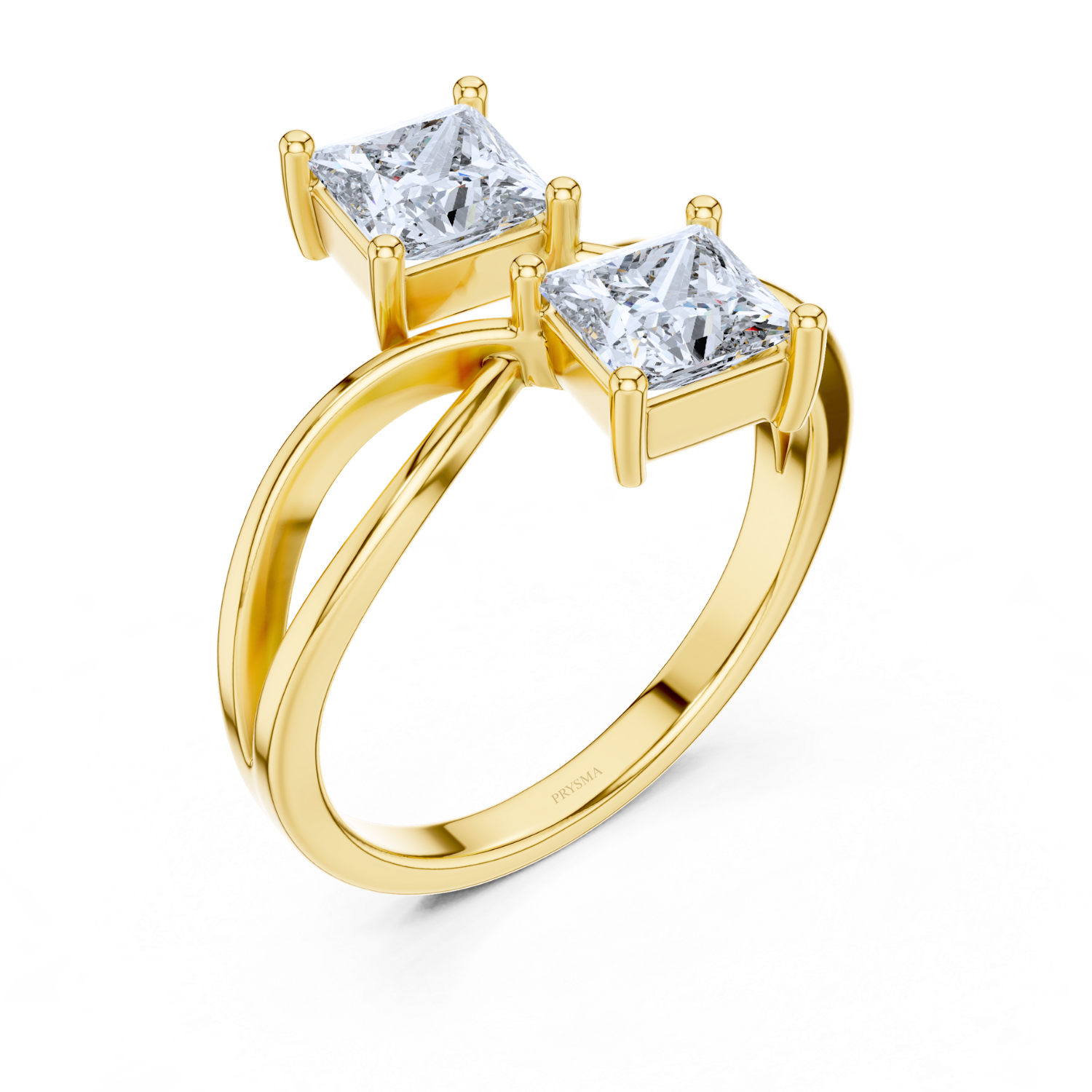 Modern Twin Princess-Cut Diamond Ring