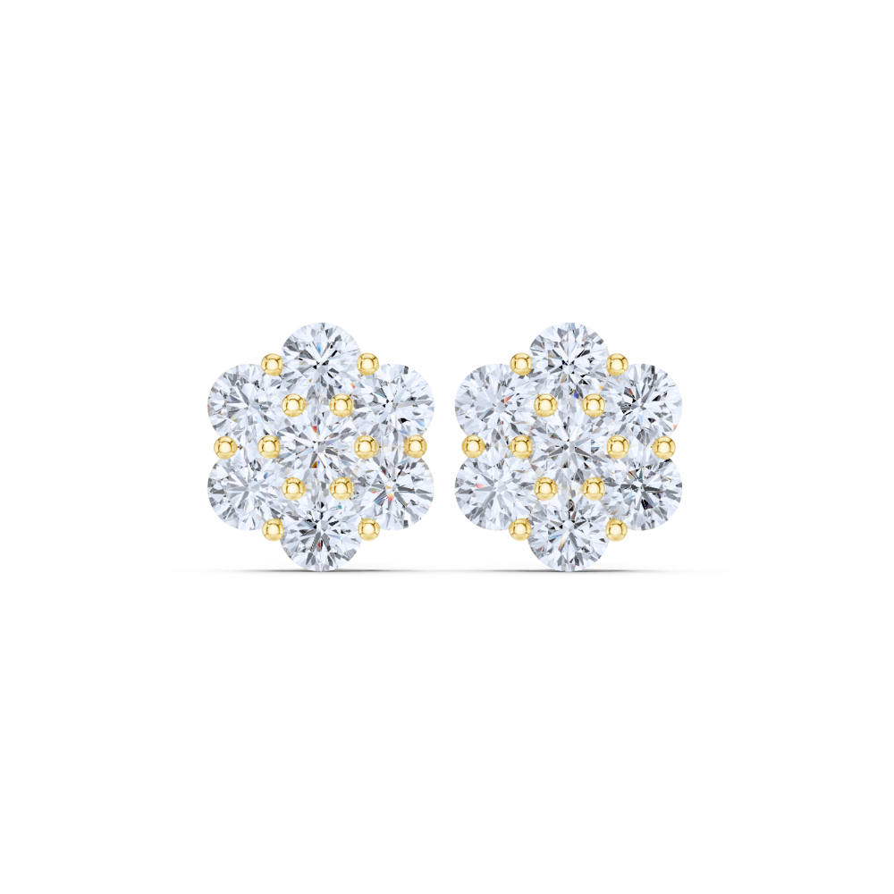 Diamond Bloom Cluster Stud Earrings