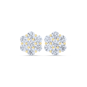 Diamond Bloom Cluster Stud Earrings