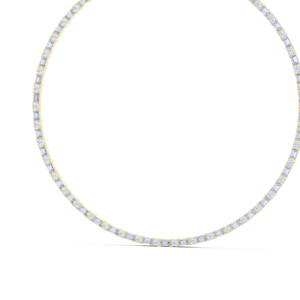Radiant Emerald Diamond Line Necklace