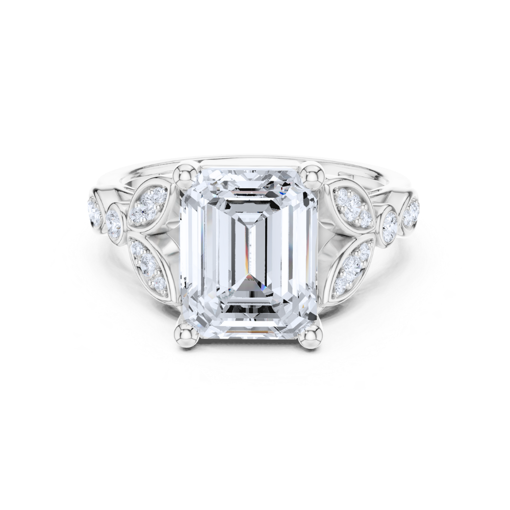 Regal Bloom Emerald-Cut Ring