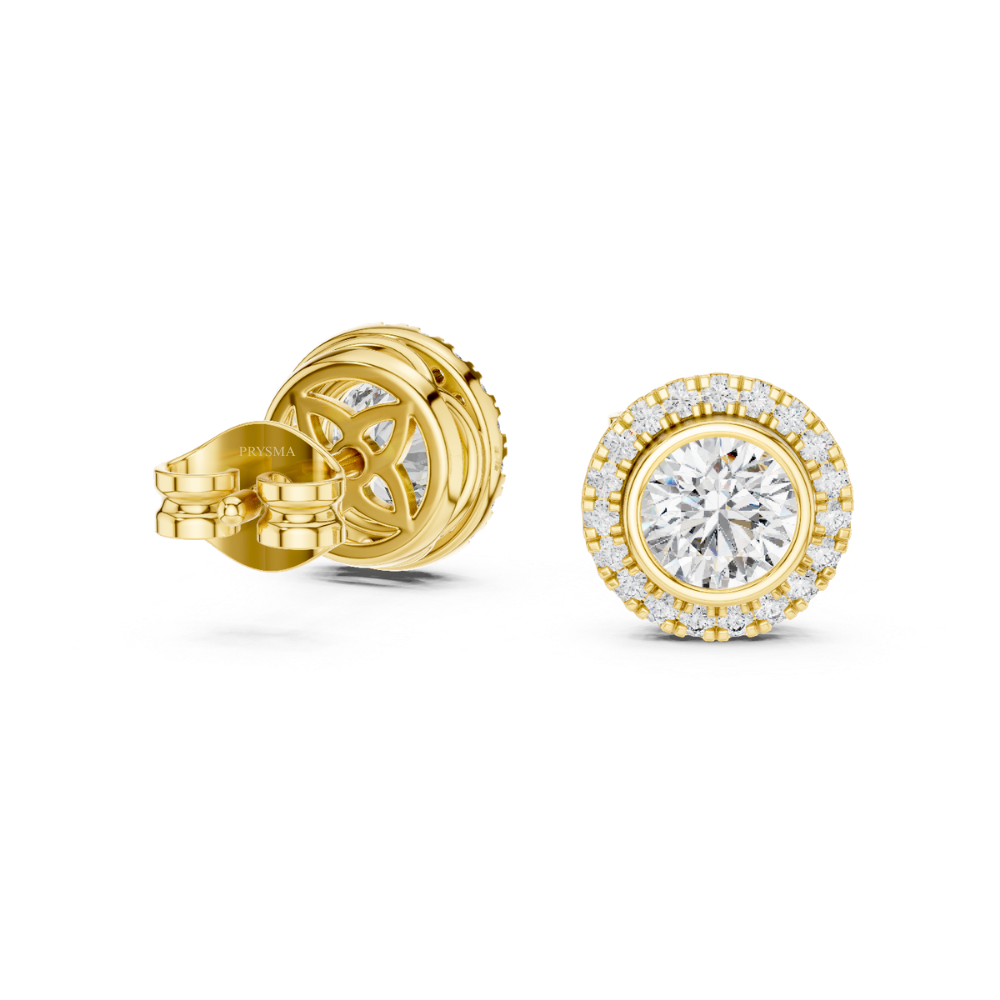 Bezel-Set Halo Stud Earrings