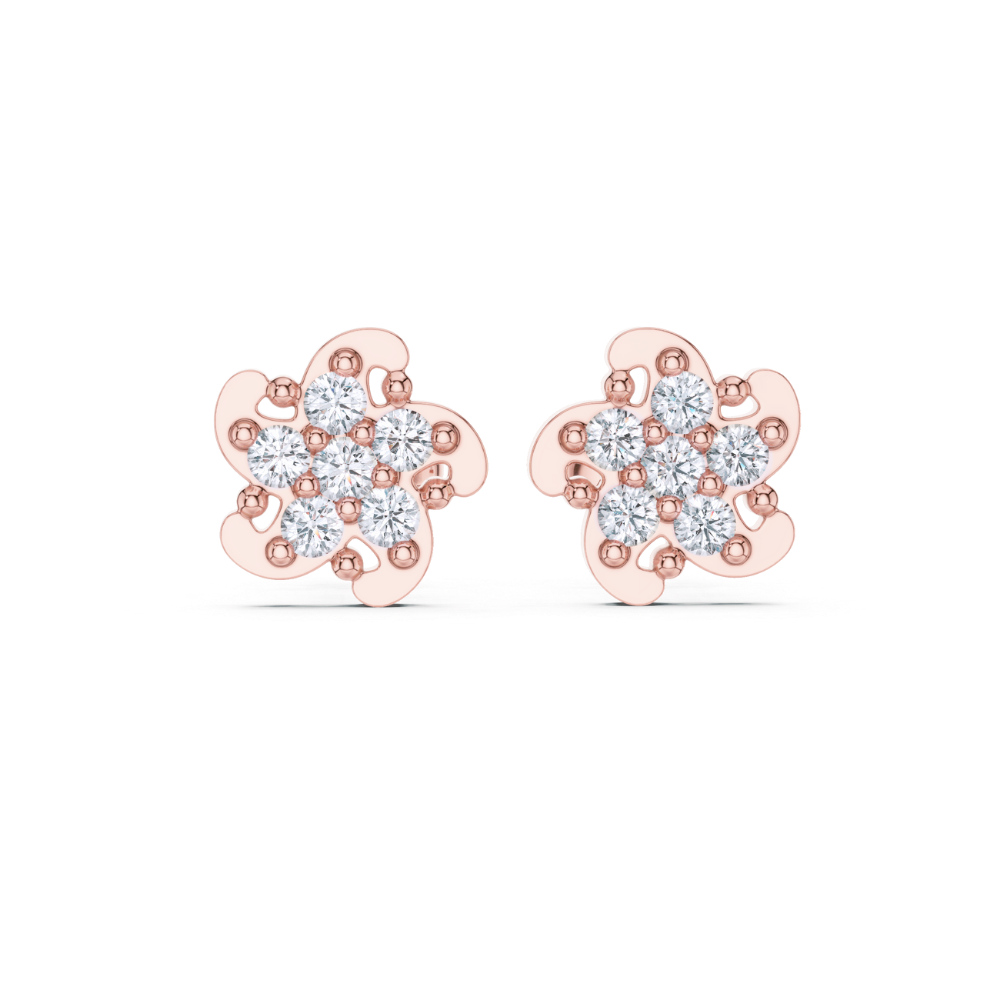 Twirl Blossom Diamond Stud Earrings