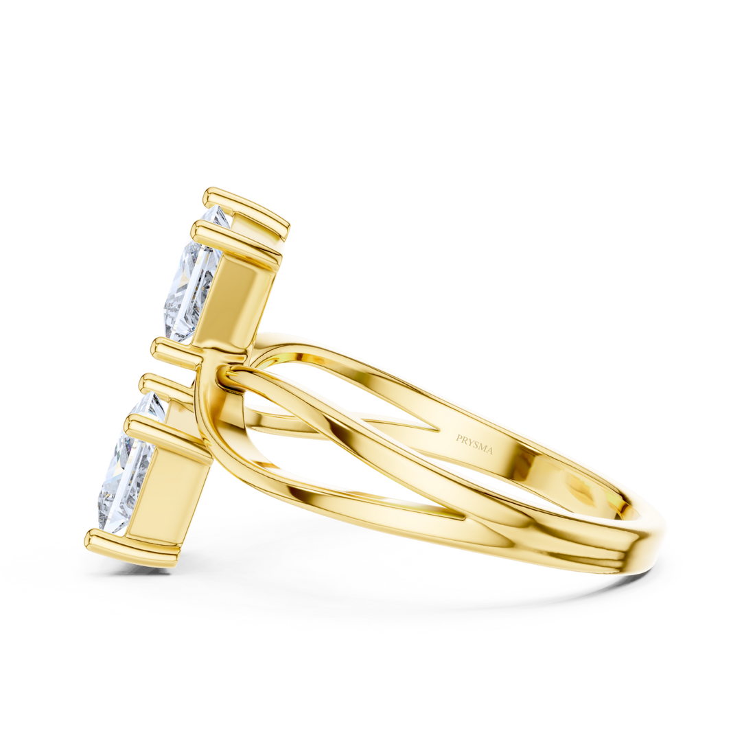 Modern Twin Princess-Cut Diamond Ring
