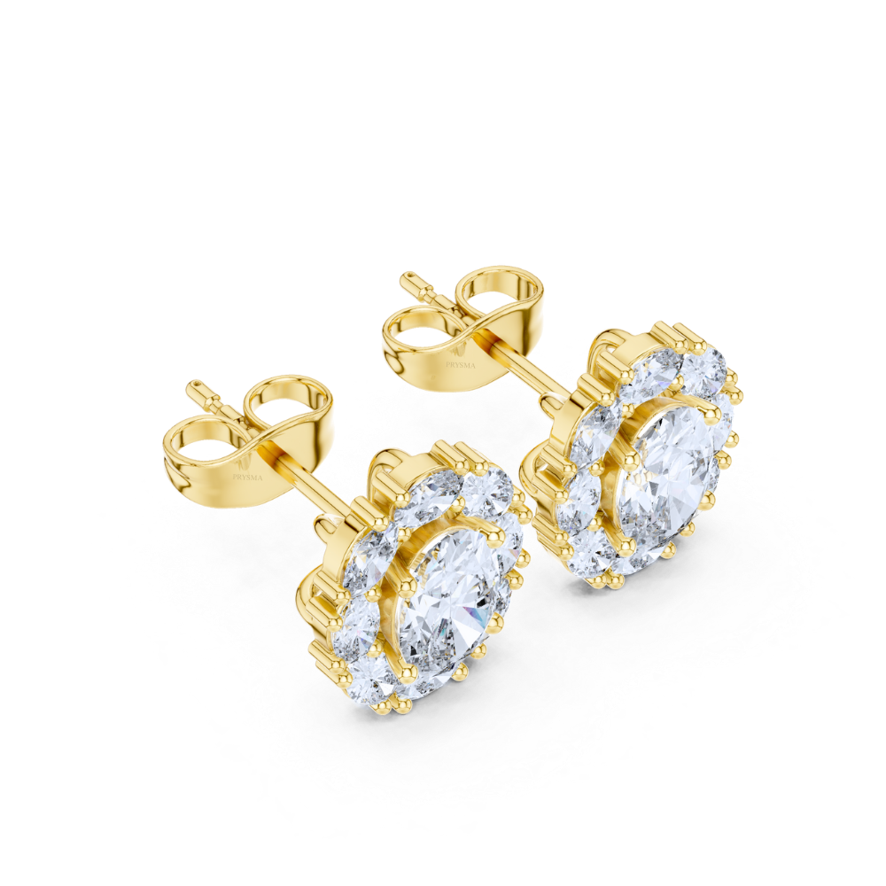 Radiant Oval Cluster Diamond Studs