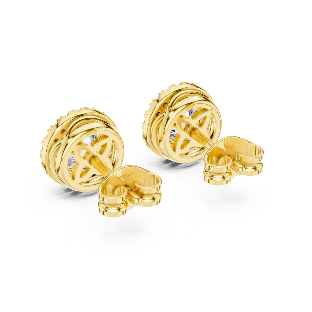 Bezel-Set Halo Stud Earrings