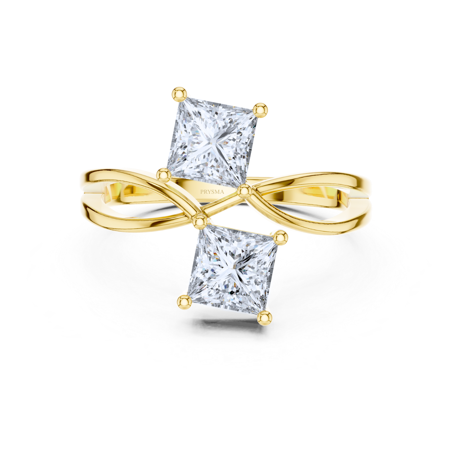 Modern Twin Princess-Cut Diamond Ring
