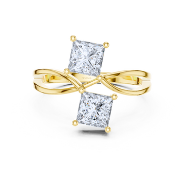Modern Twin Princess-Cut Diamond Ring