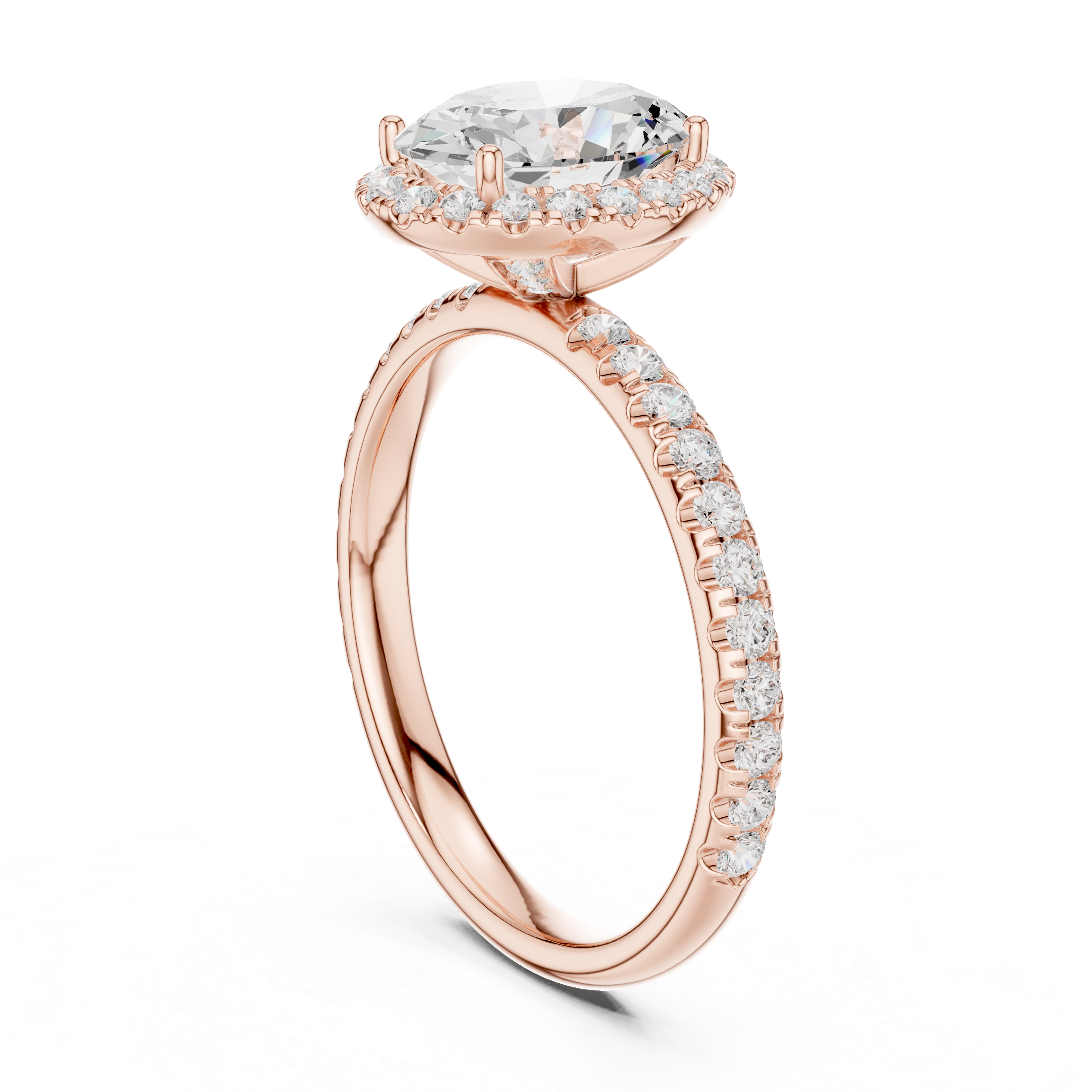 Oval Halo Pave Diamond Ring