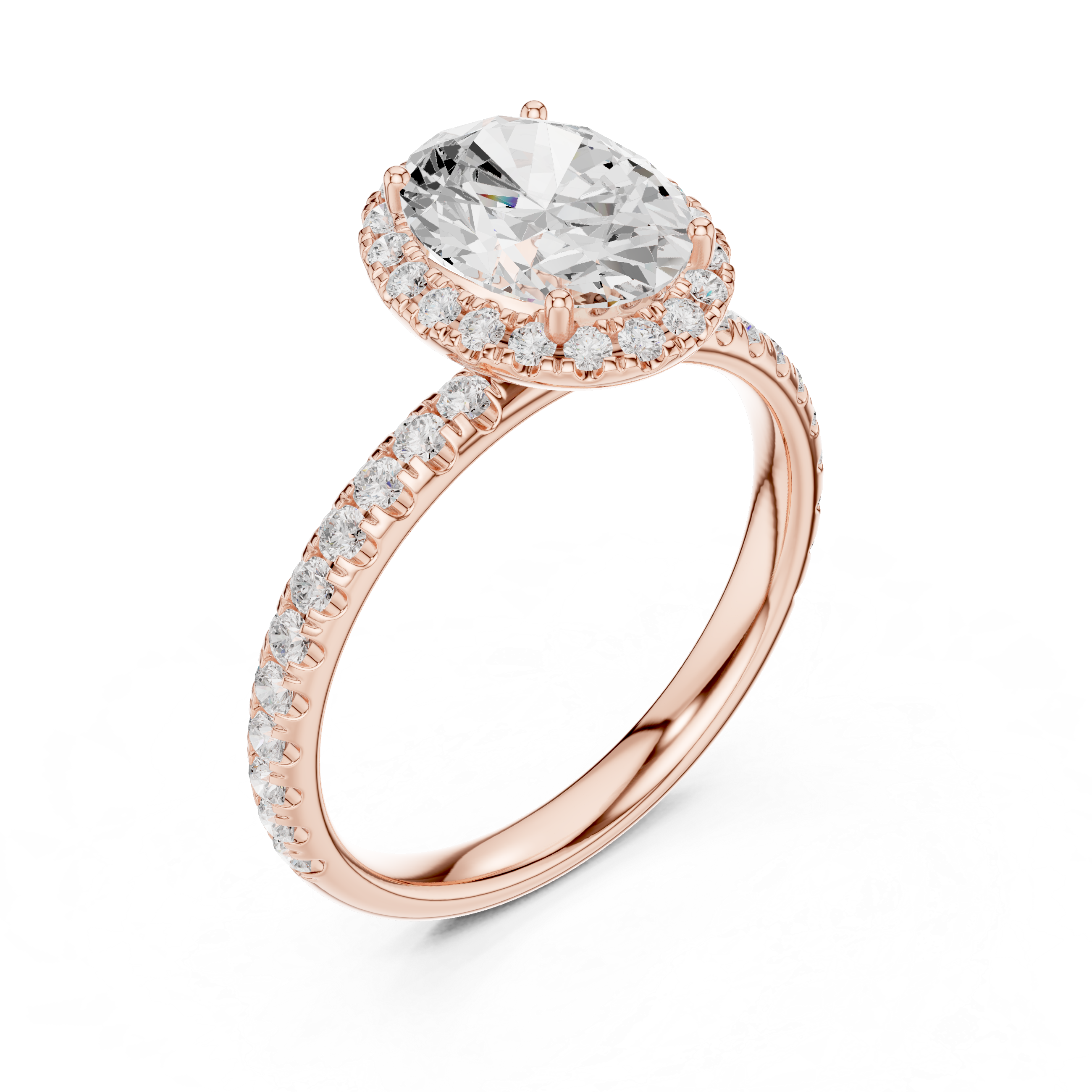 Oval Halo Pave Diamond Ring