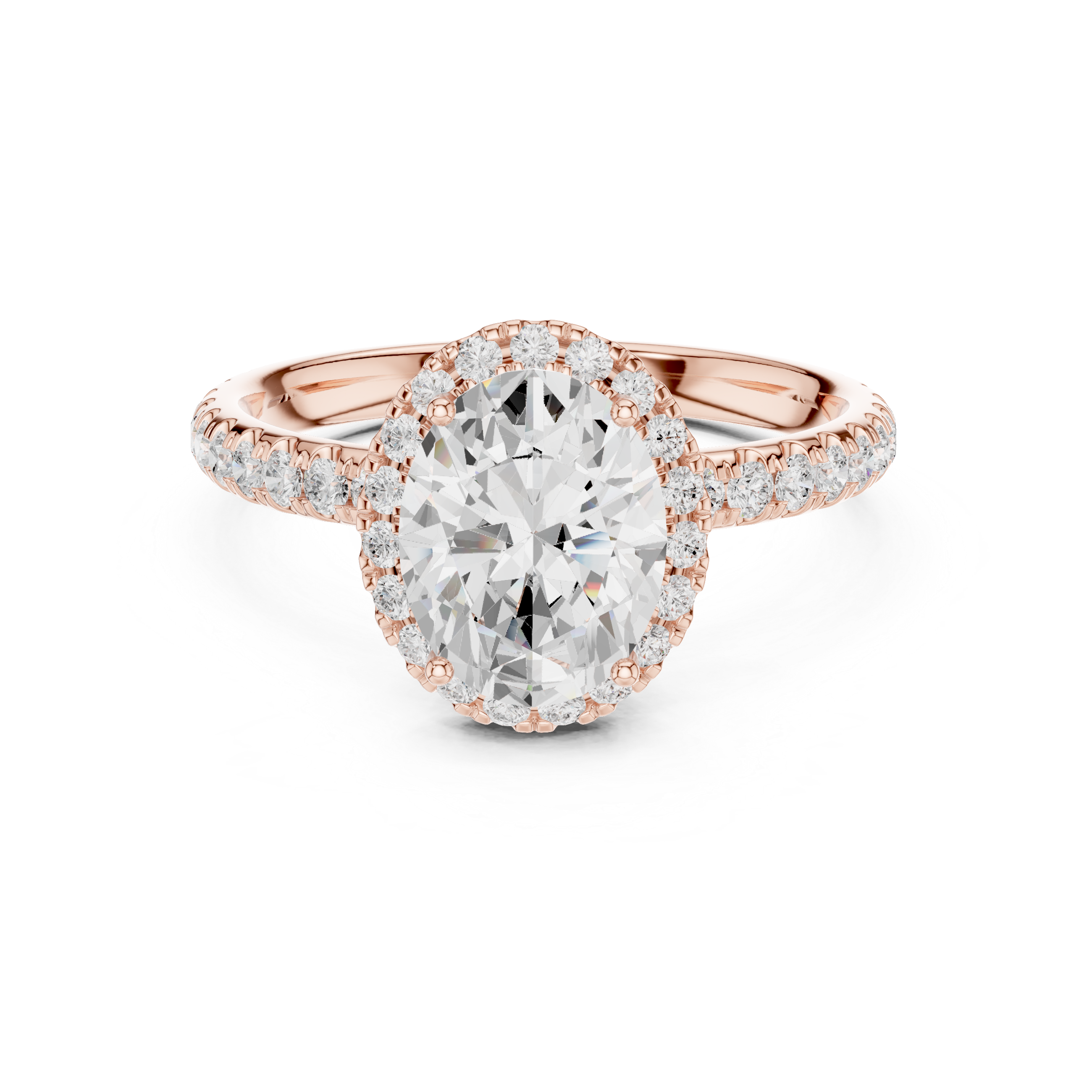 Oval Halo Pave Diamond Ring