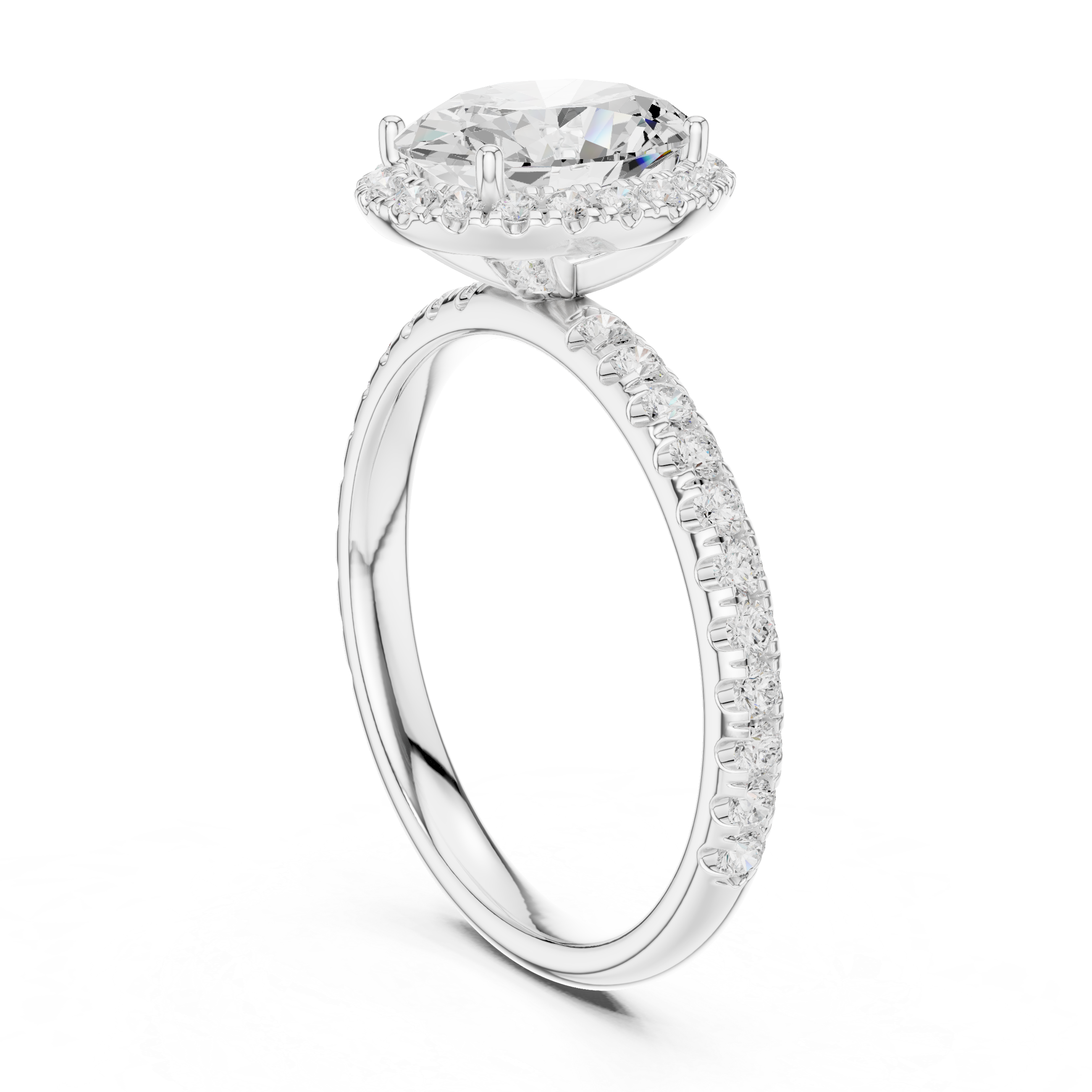 Oval Halo Pave Diamond Ring
