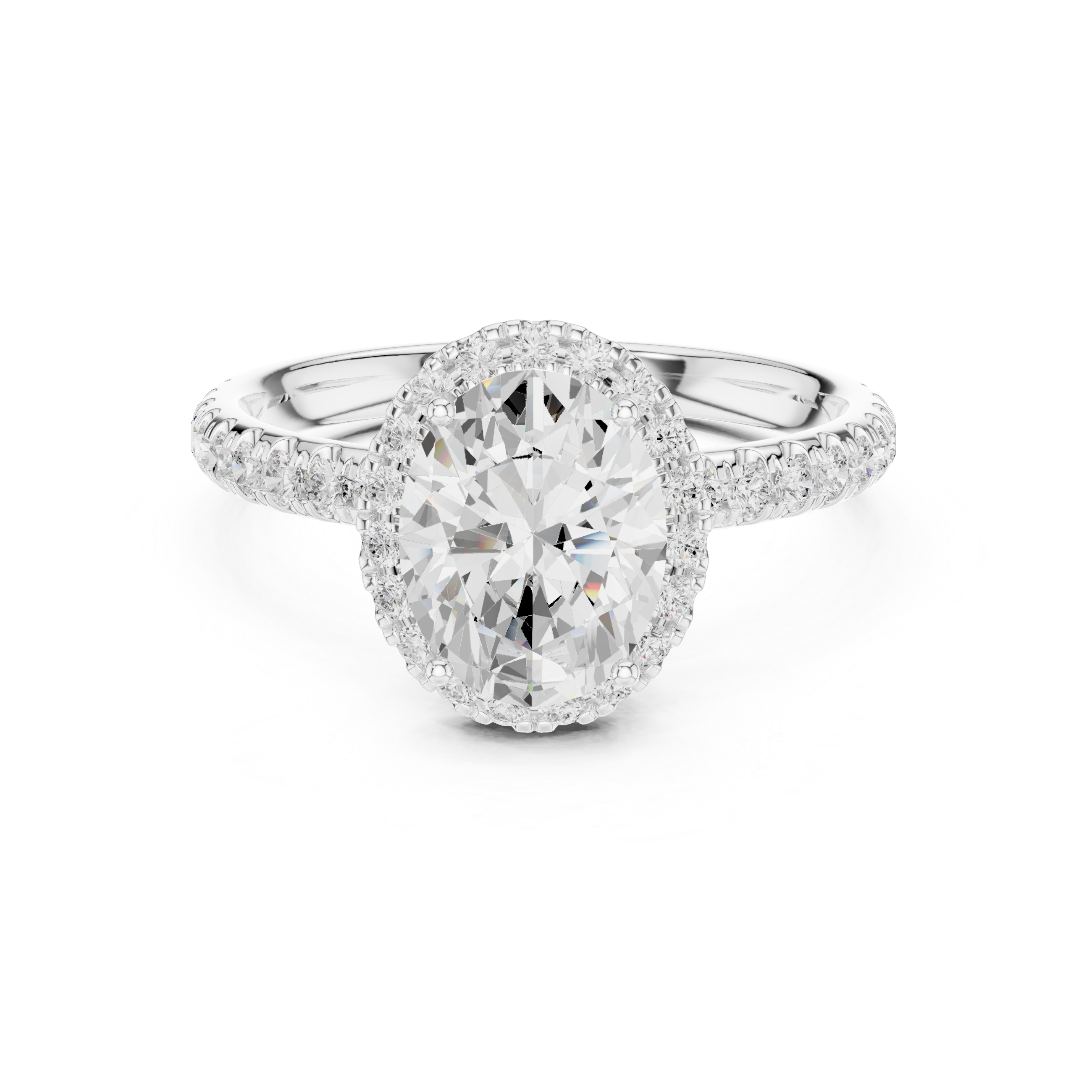 Oval Halo Pave Diamond Ring