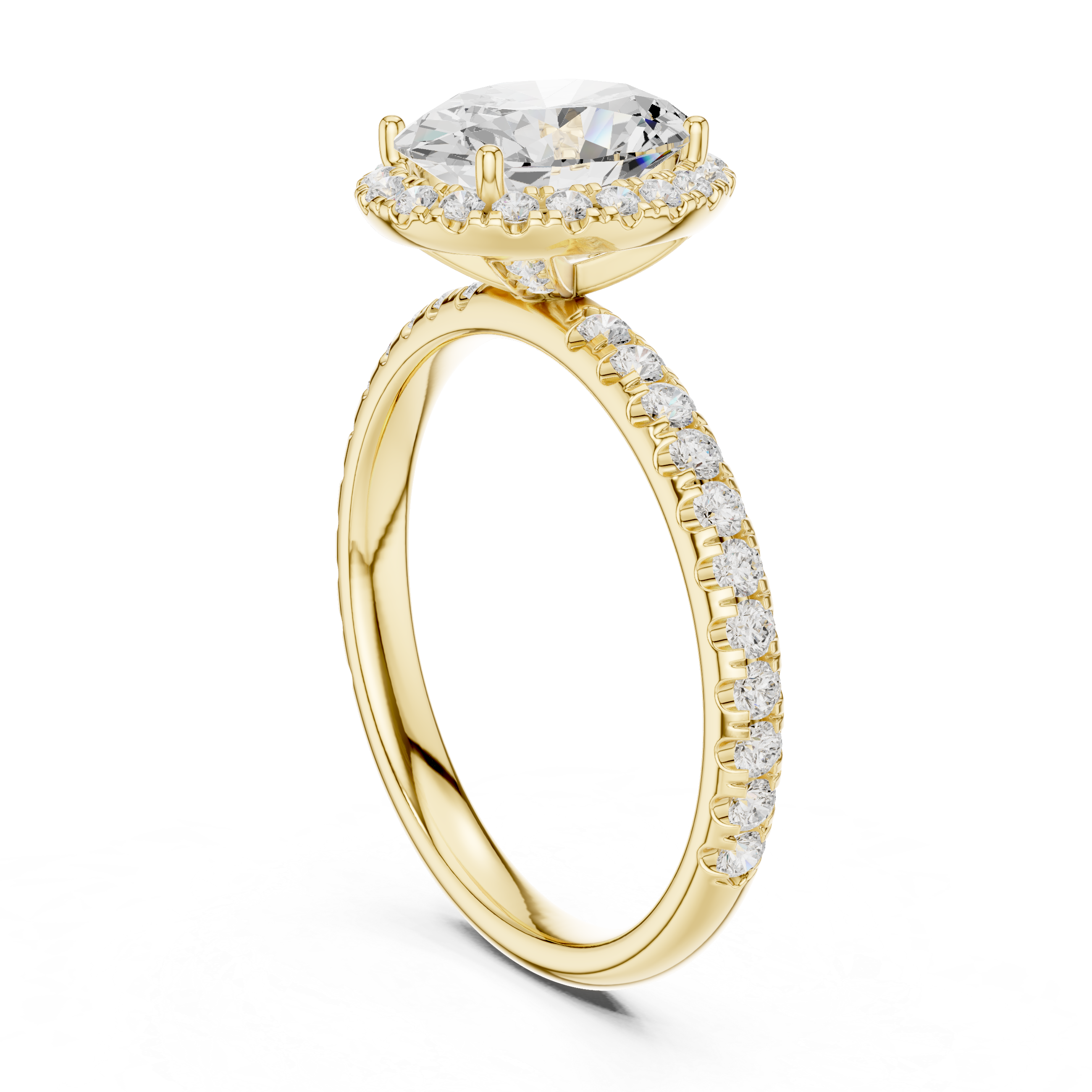 Oval Halo Pave Diamond Ring
