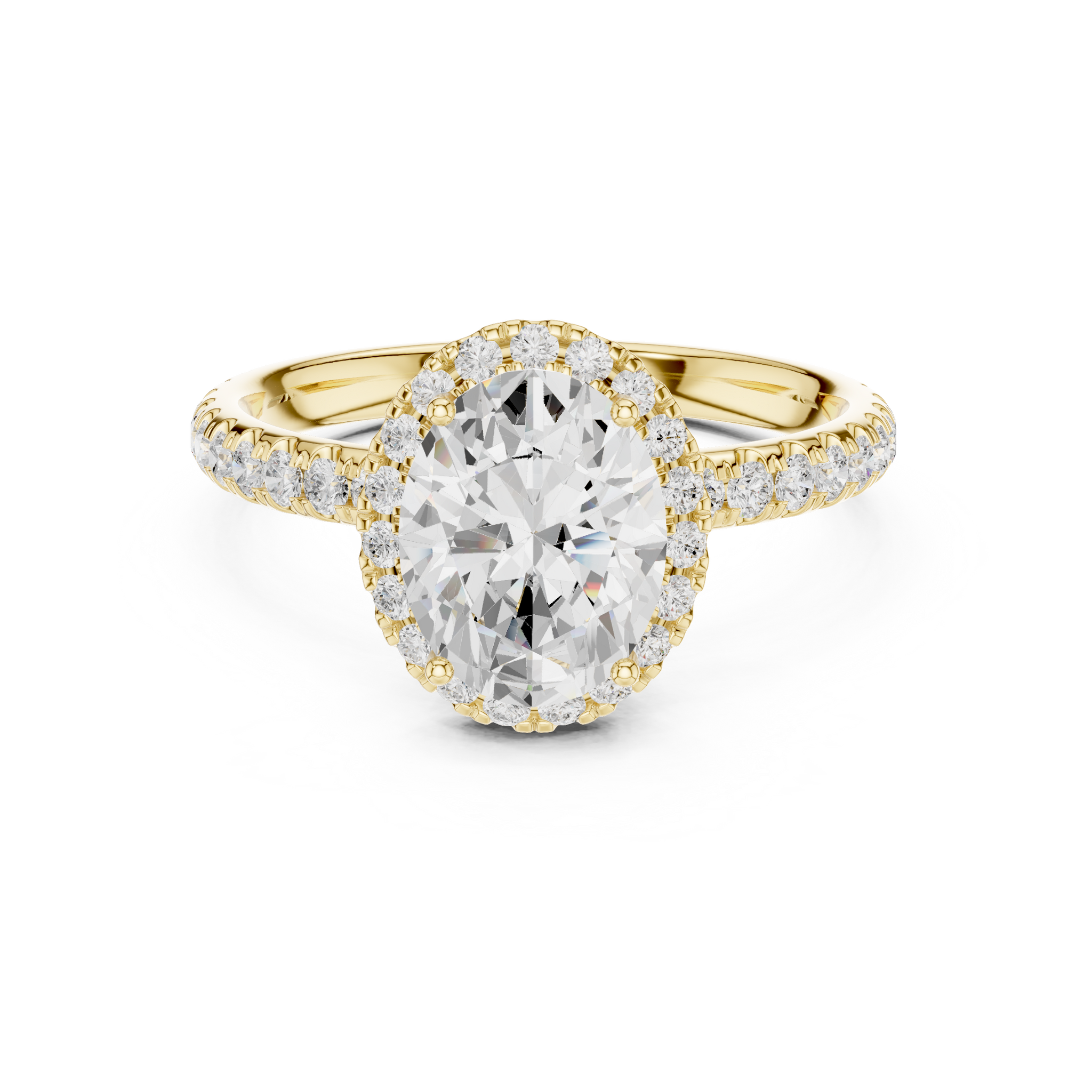 Oval Halo Pave Diamond Ring