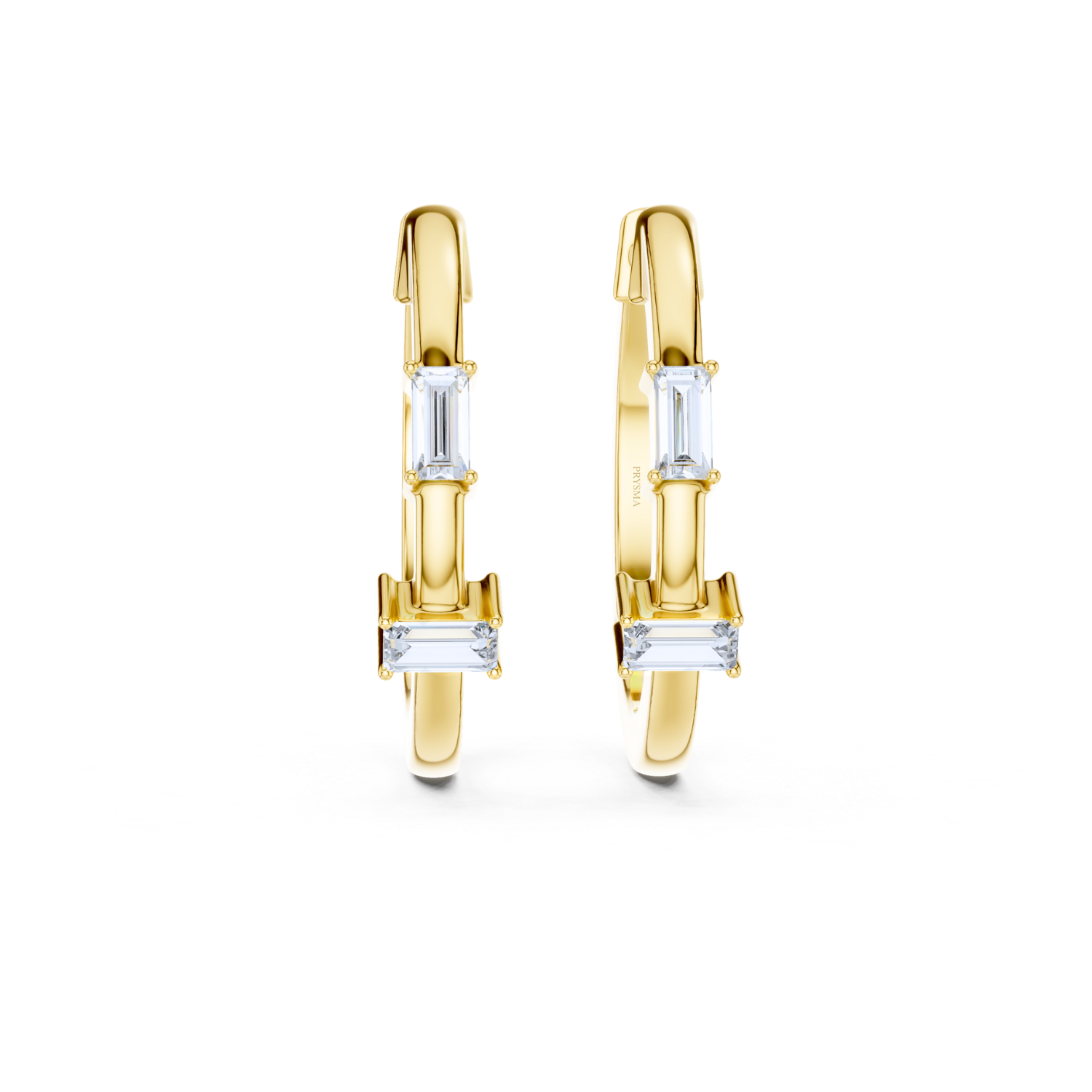 Modern Baguette Diamond Huggie Hoops