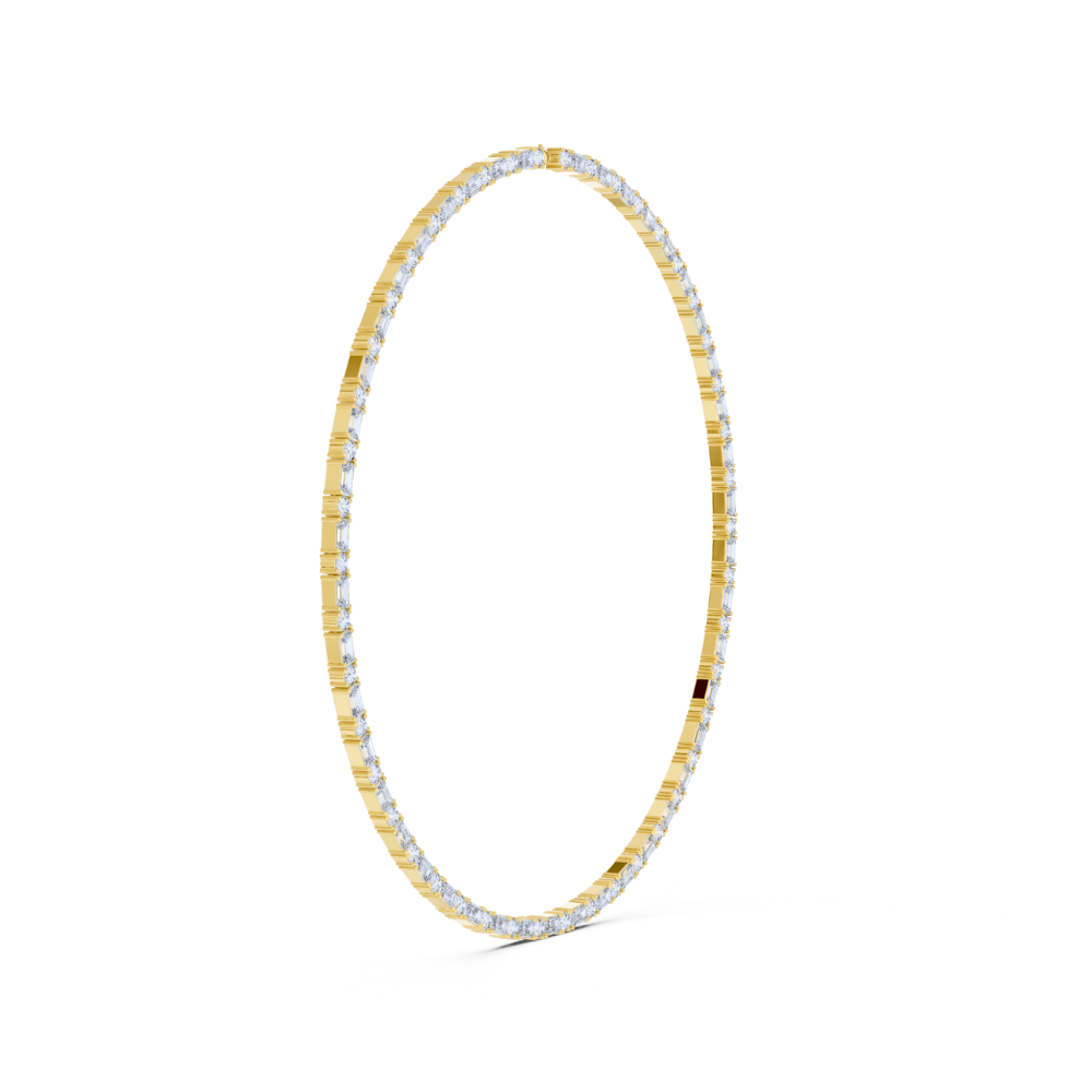 Radiant Emerald Diamond Line Necklace