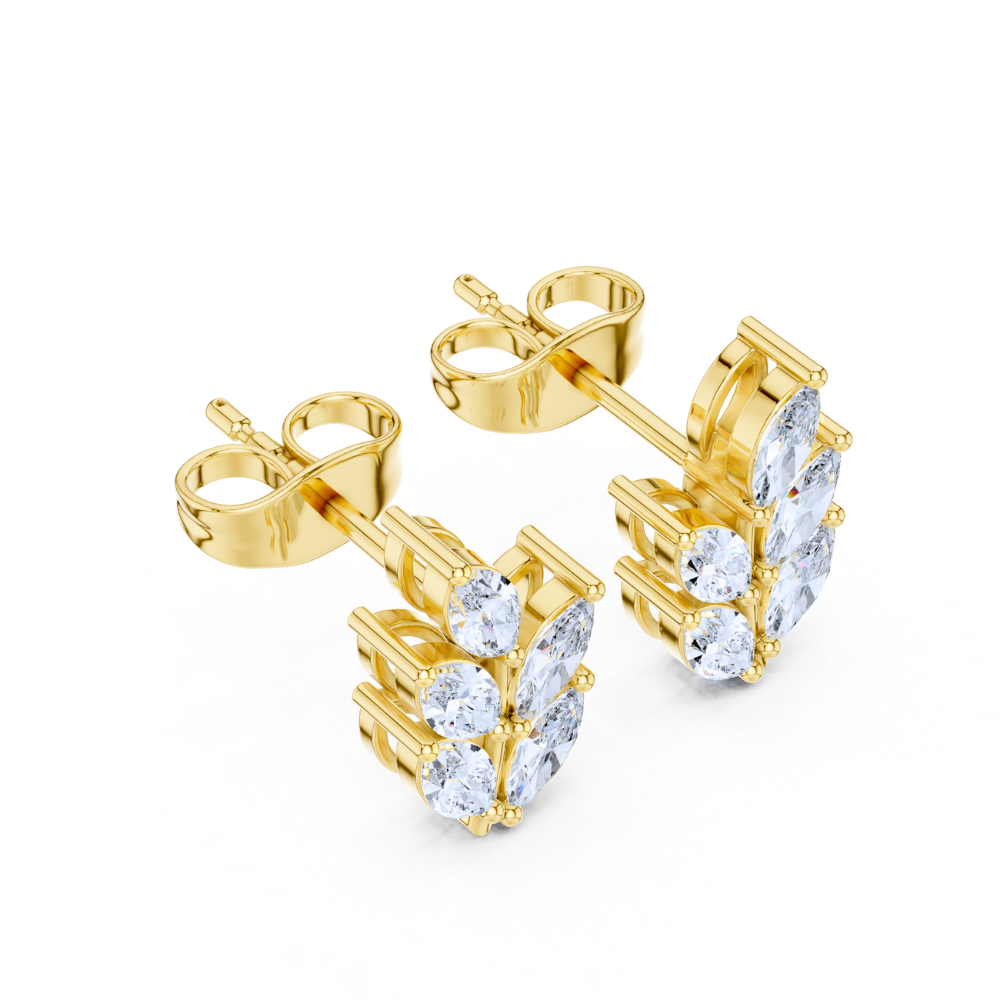 Lustrous Laurel Marquise Diamond Earrings