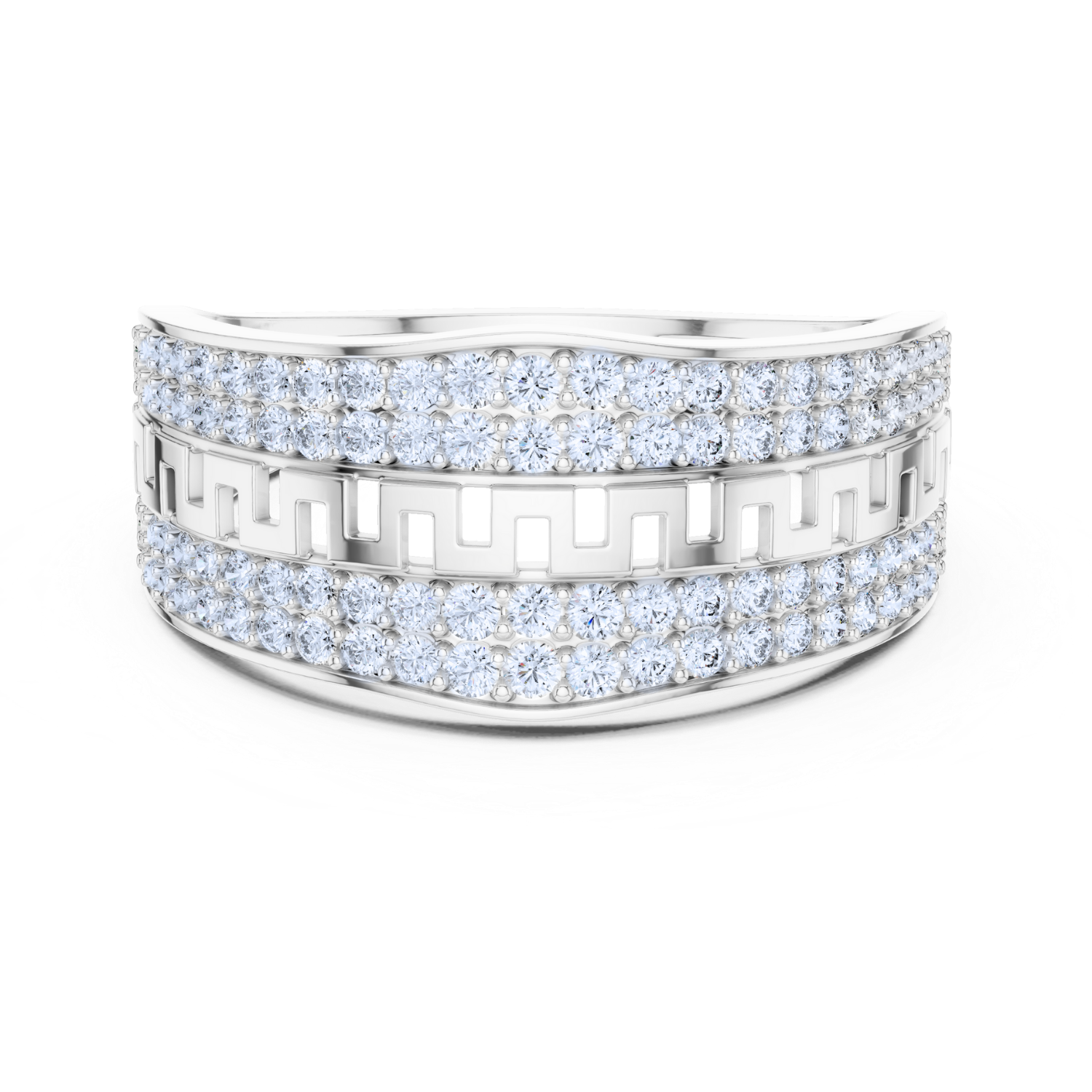 Greek Key Diamond Pave Ring