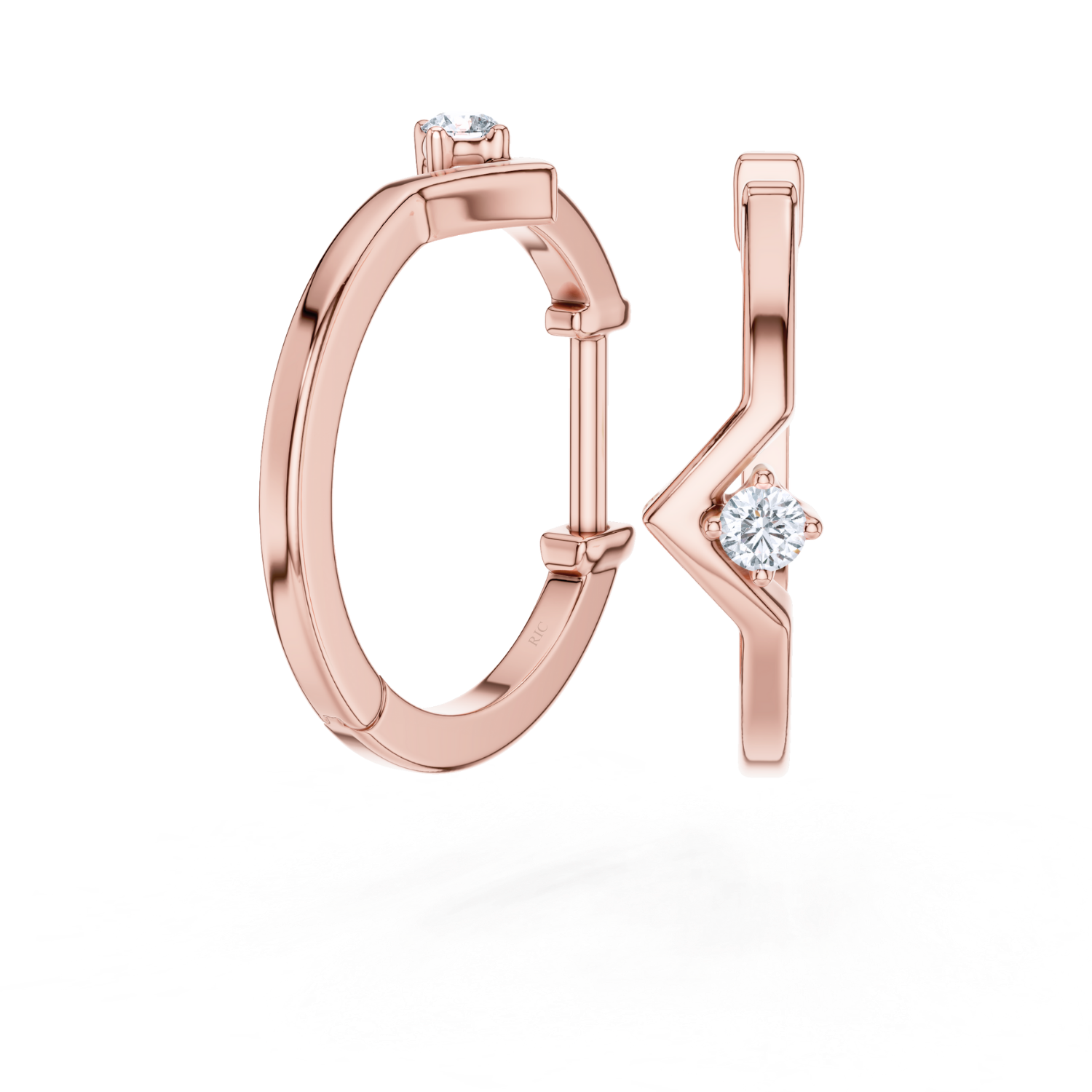 Minimalist Chevron Diamond Huggie Hoops