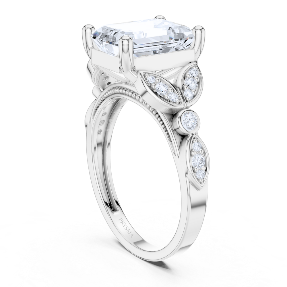 Regal Bloom Emerald-Cut Ring
