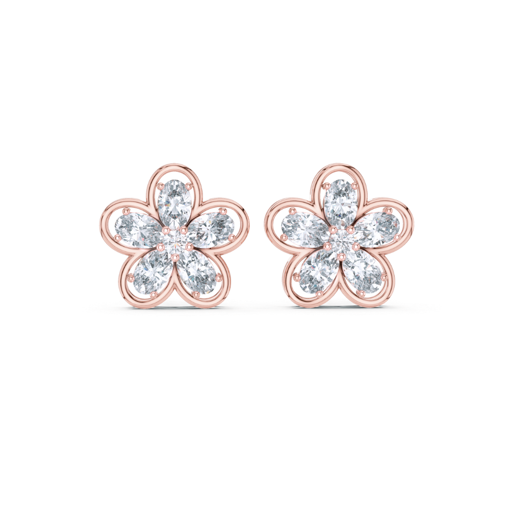 Floral Radiance Diamond Stud Earrings