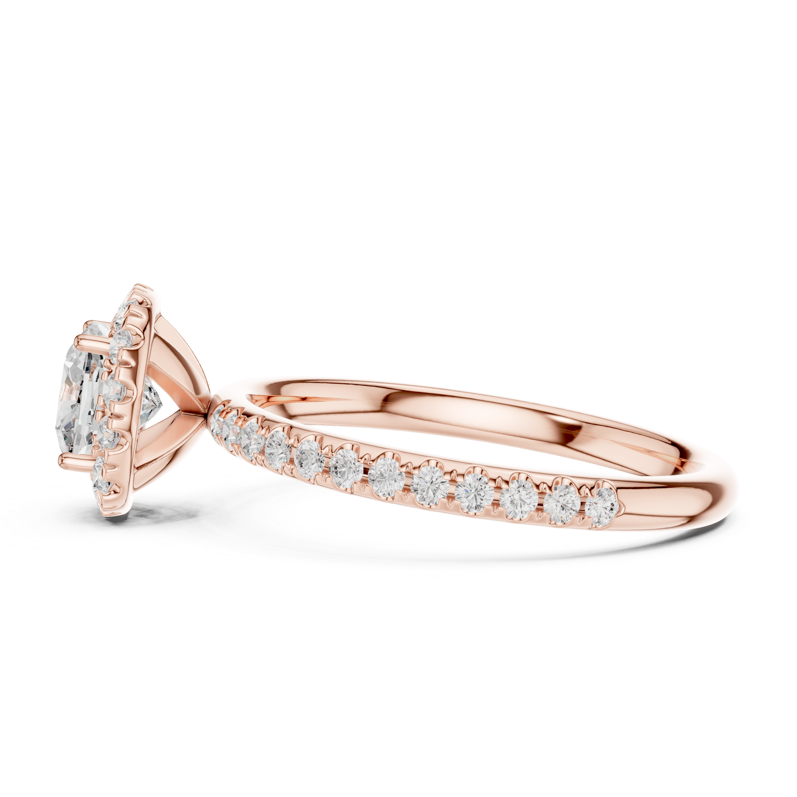 Cushion Halo Pave Diamond Ring