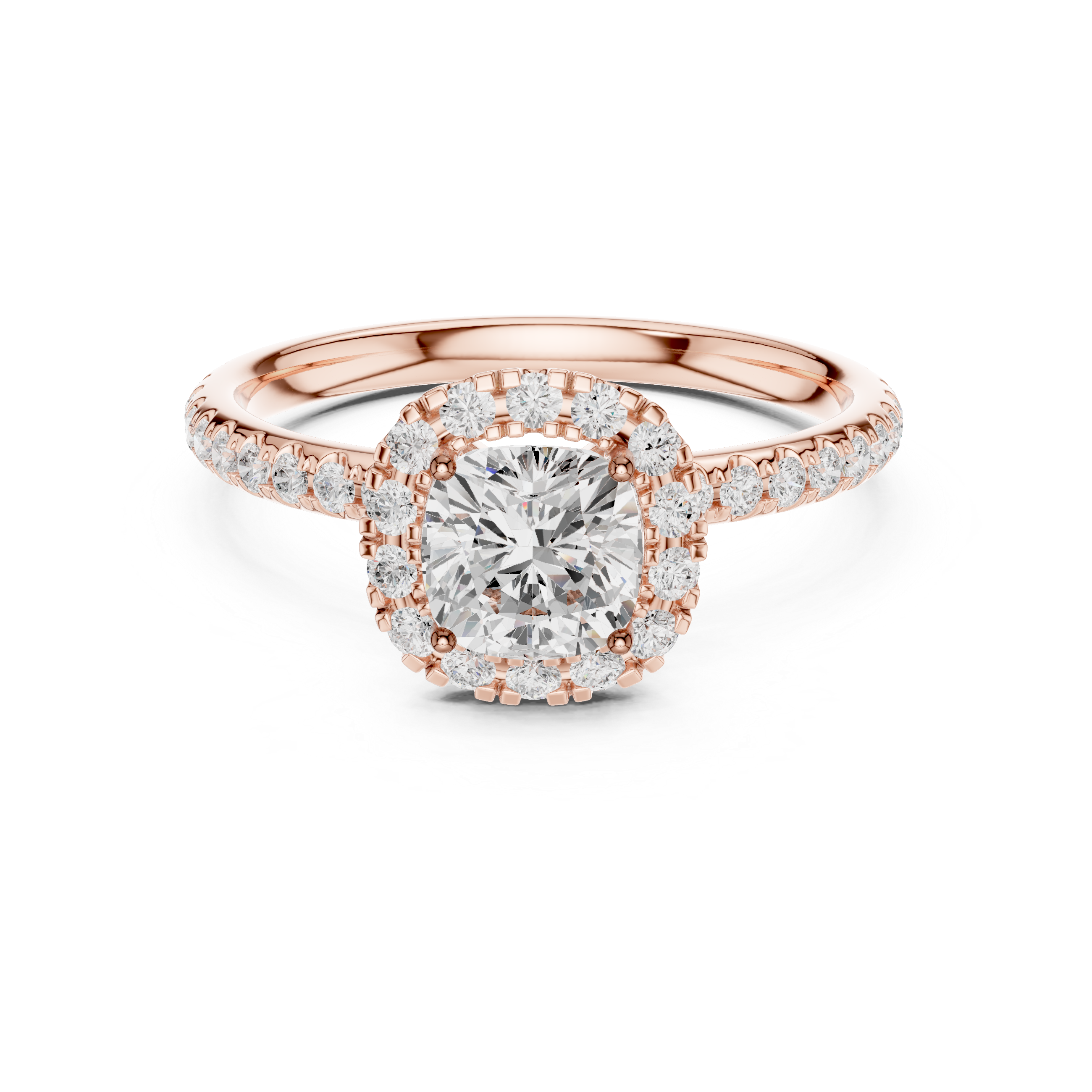 Cushion Halo Pave Diamond Ring