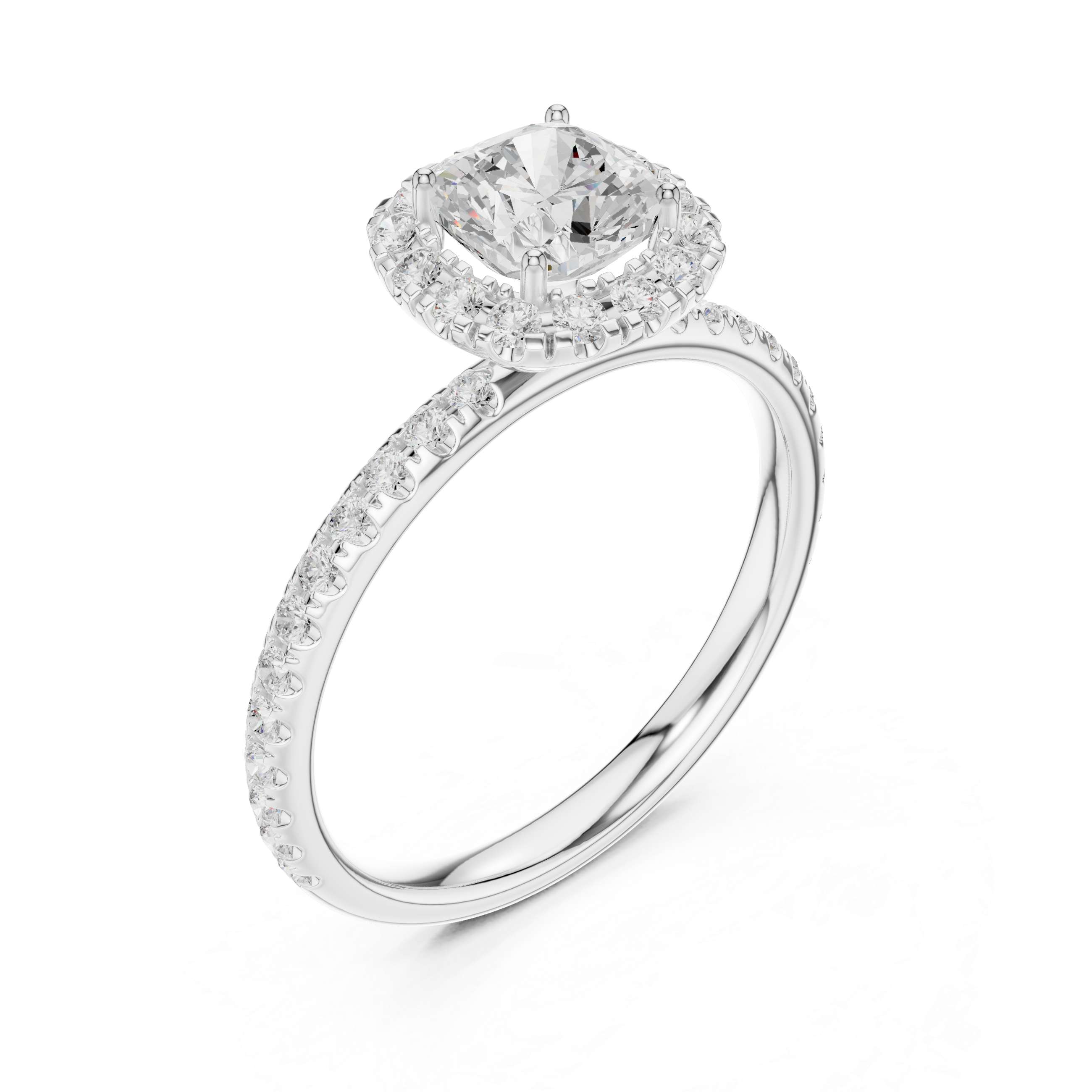 Cushion Halo Pave Diamond Ring