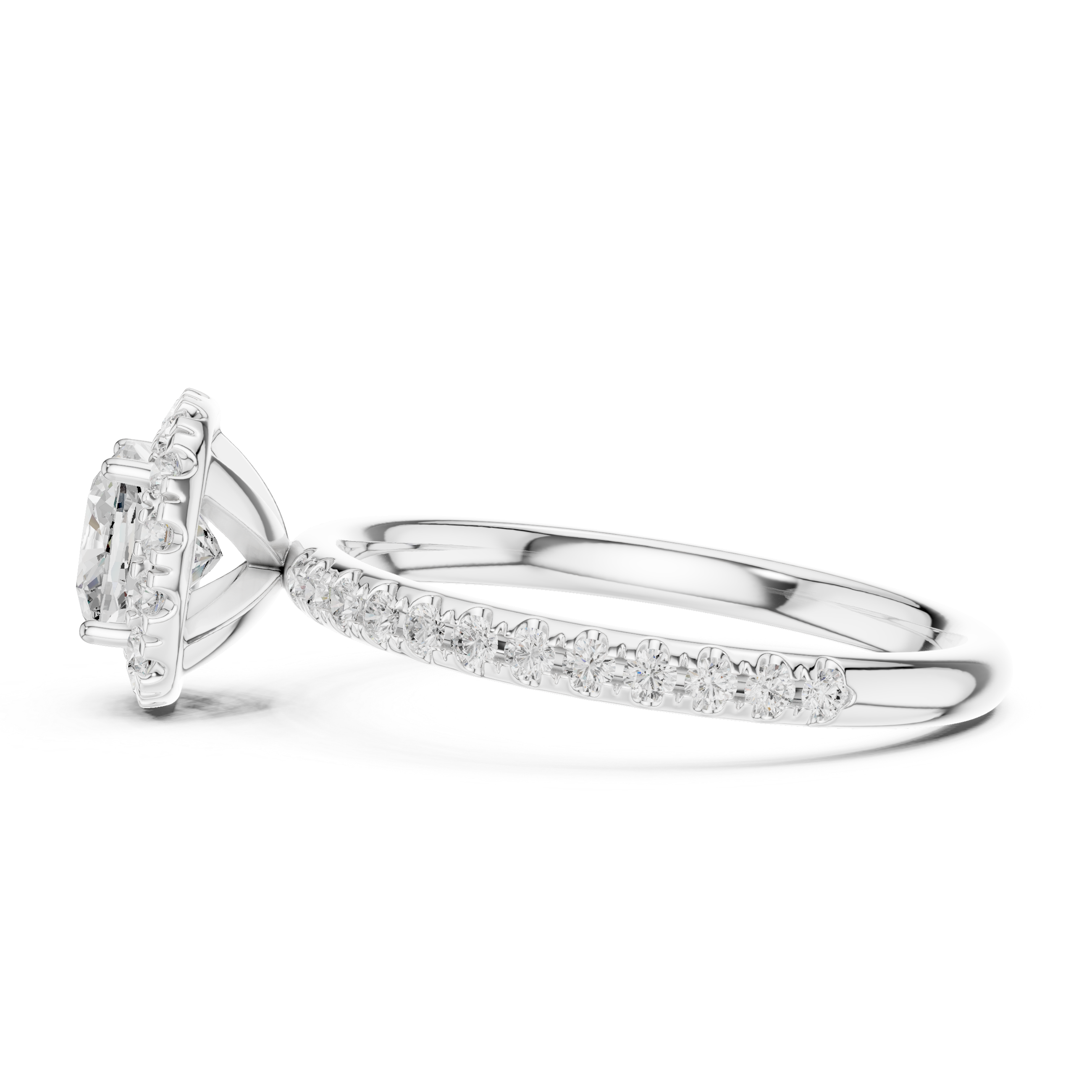 Cushion Halo Pave Diamond Ring