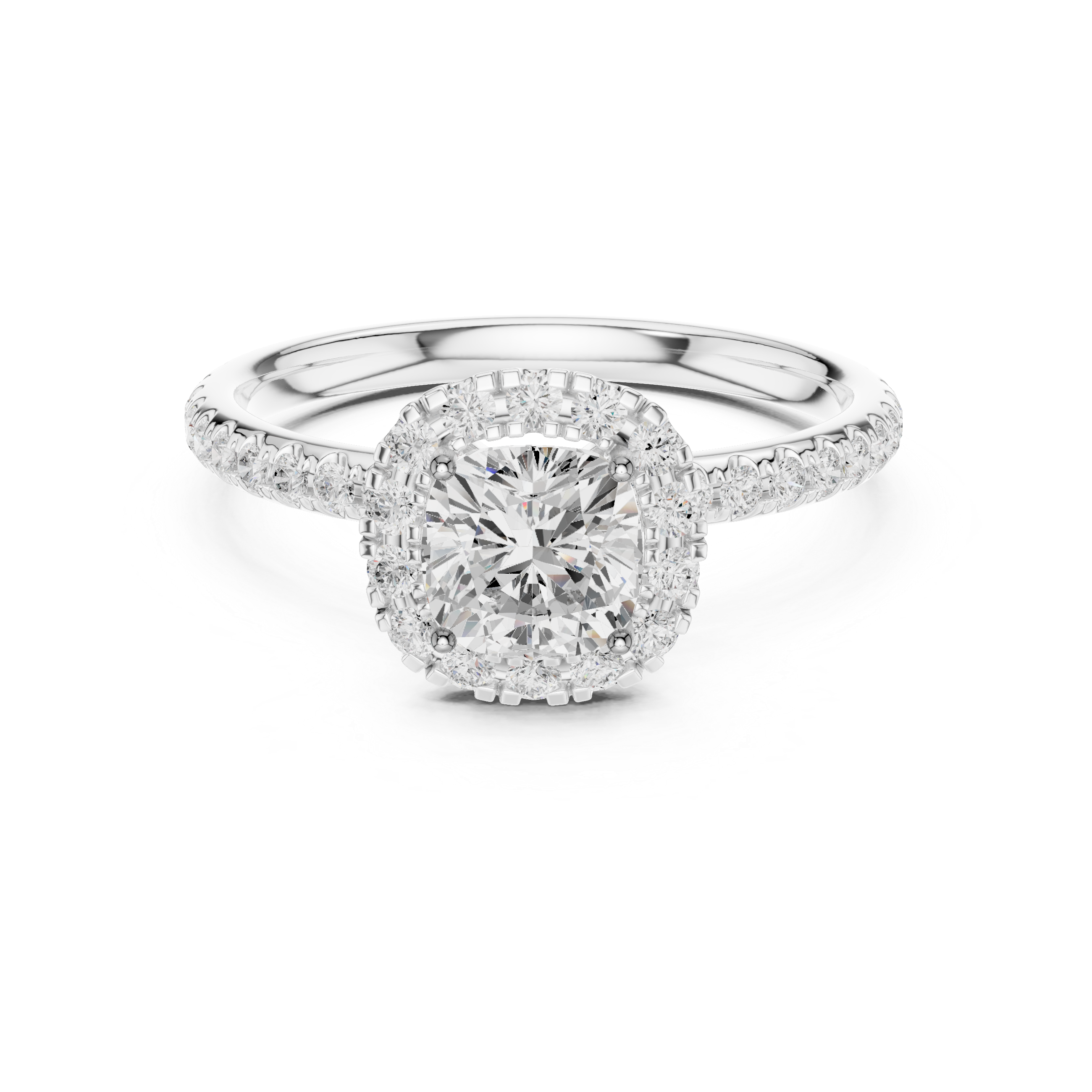 Cushion Halo Pave Diamond Ring