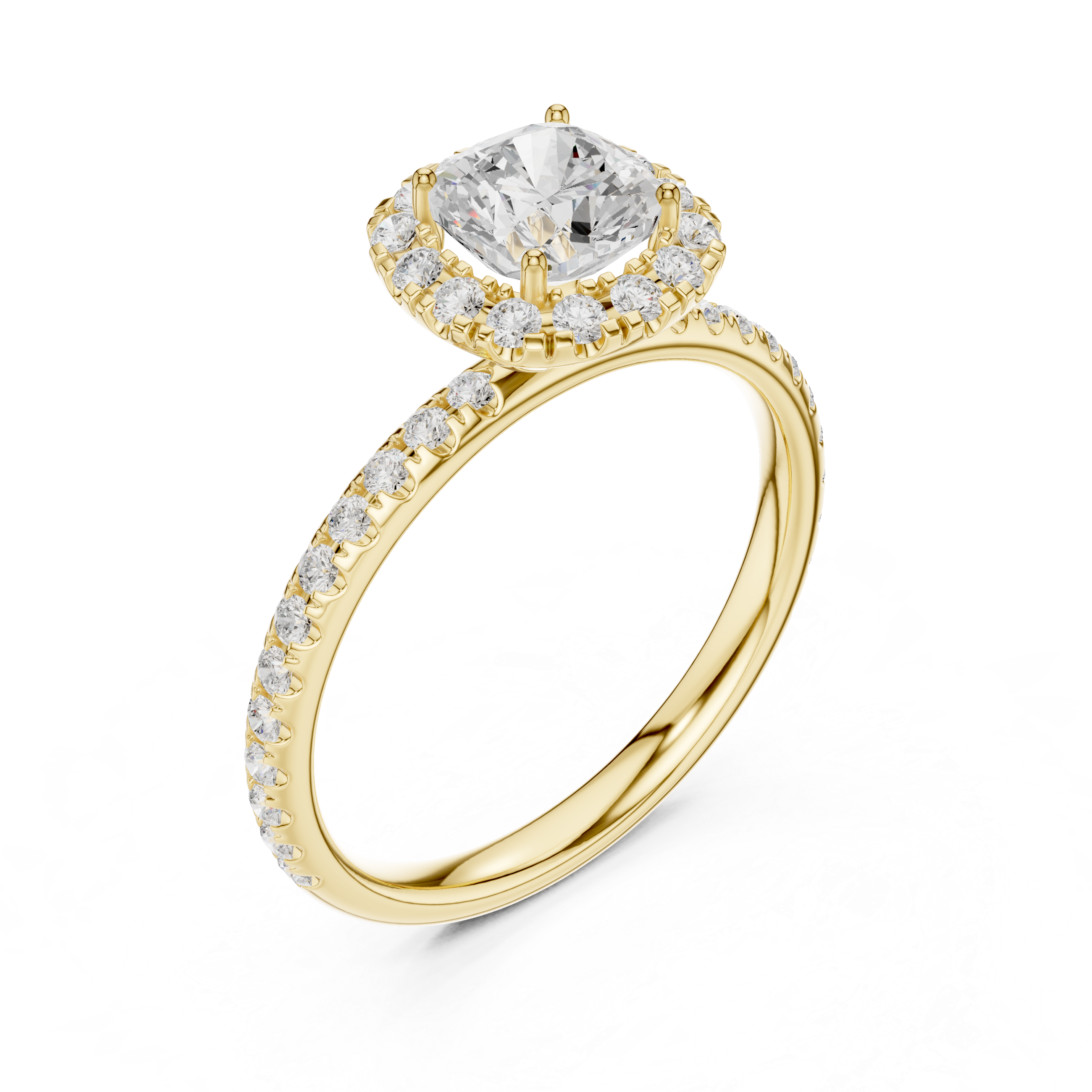 Cushion Halo Pave Diamond Ring