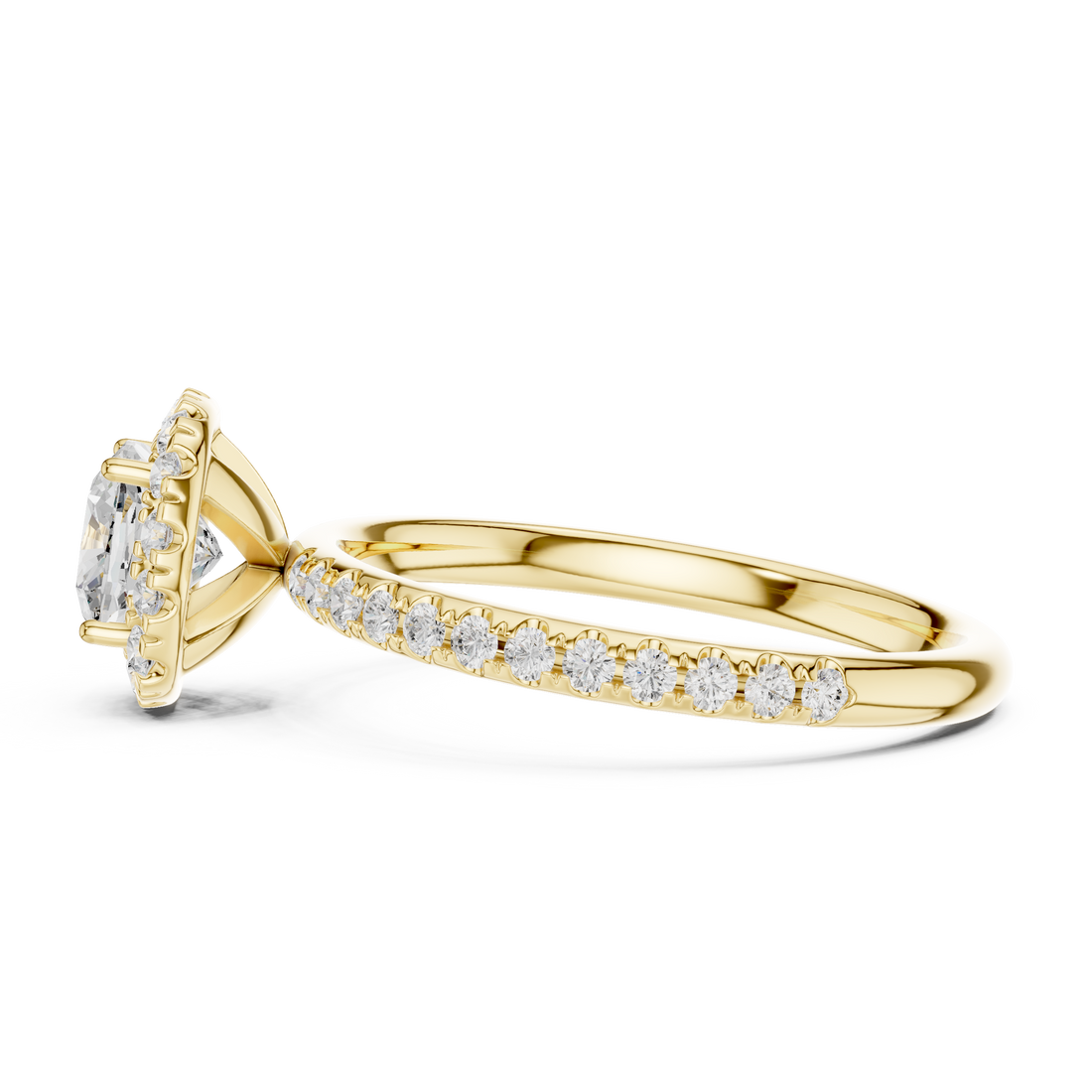 Cushion Halo Pave Diamond Ring