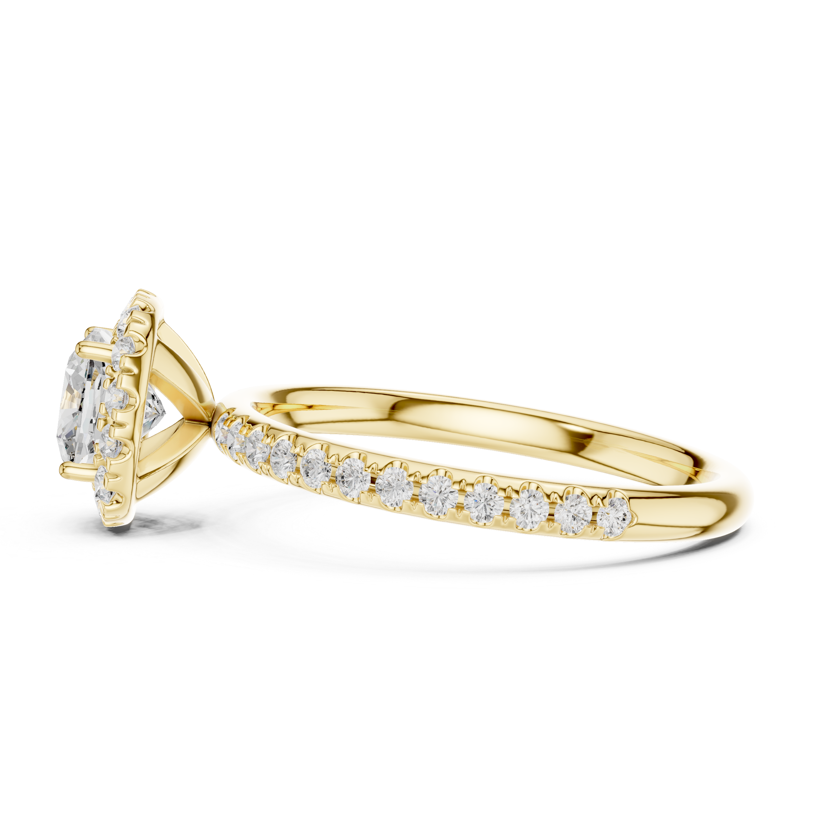 Cushion Halo Pave Diamond Ring