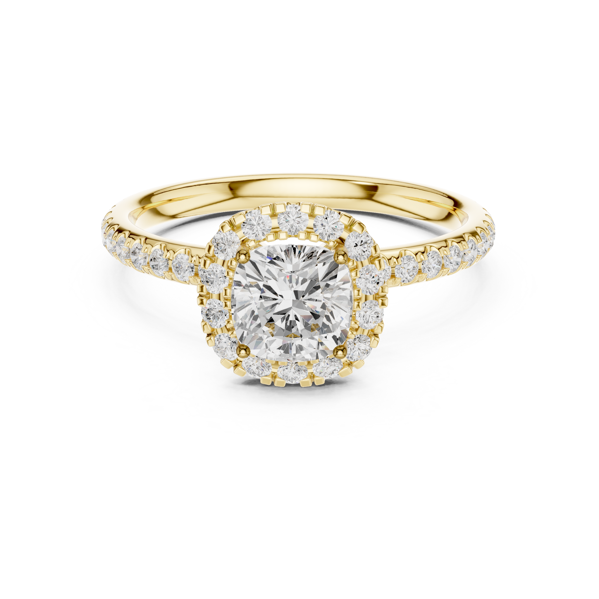 Cushion Halo Pave Diamond Ring