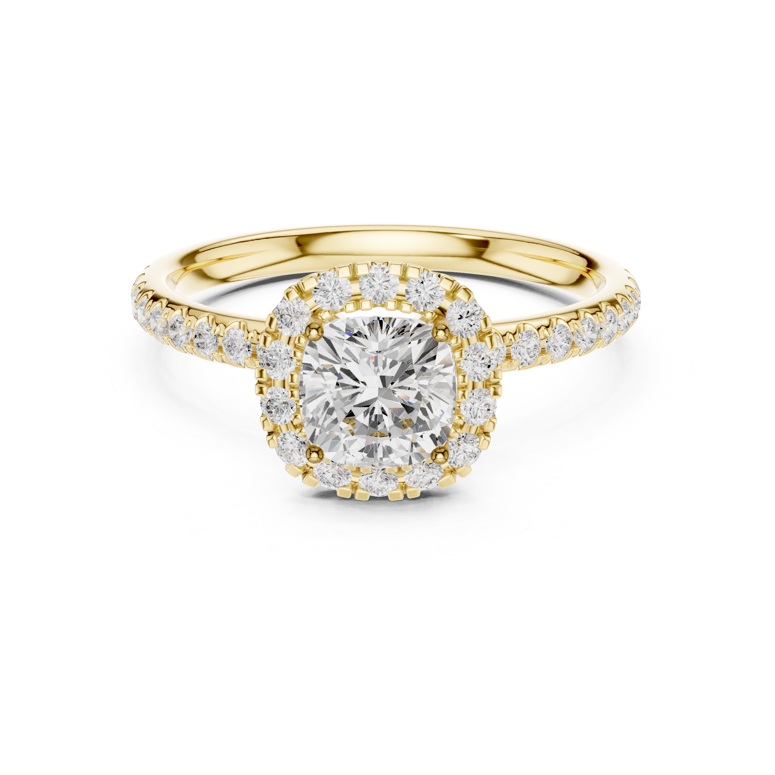 Cushion Halo Pave Diamond Ring