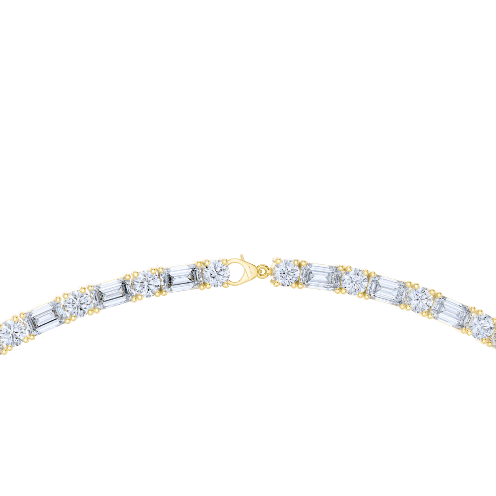 Radiant Emerald Diamond Line Necklace