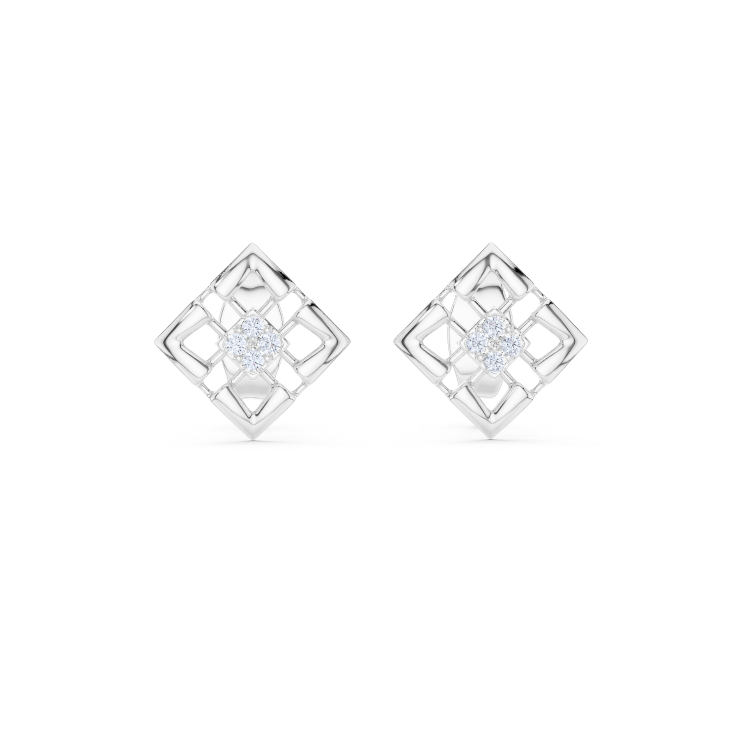 Diamond Radiance Grid Earrings