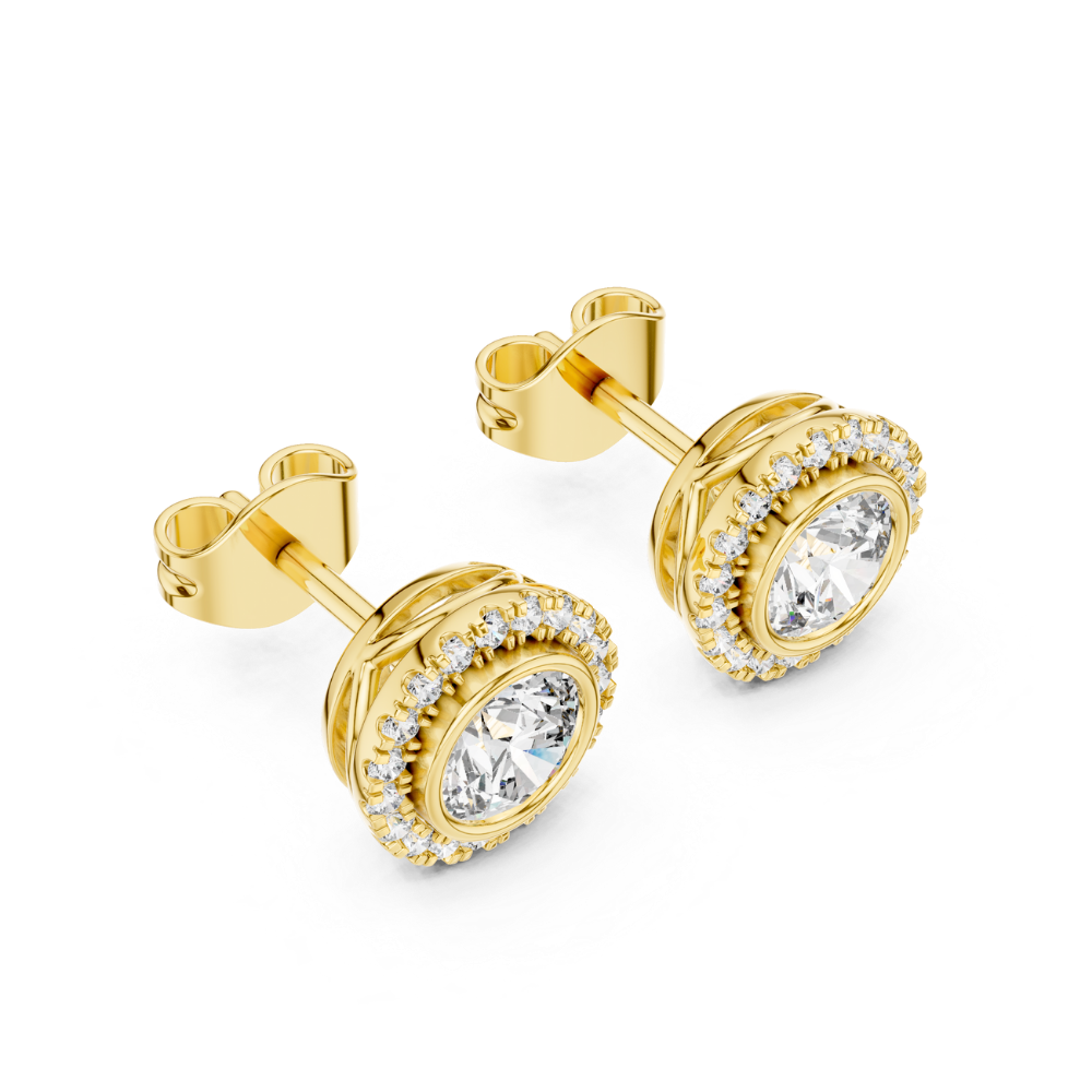Bezel-Set Halo Stud Earrings