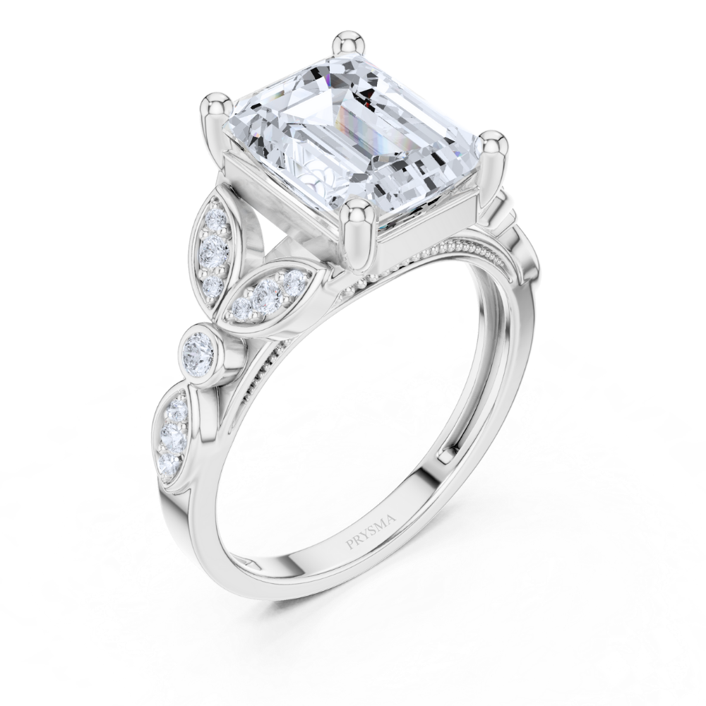 Regal Bloom Emerald-Cut Ring