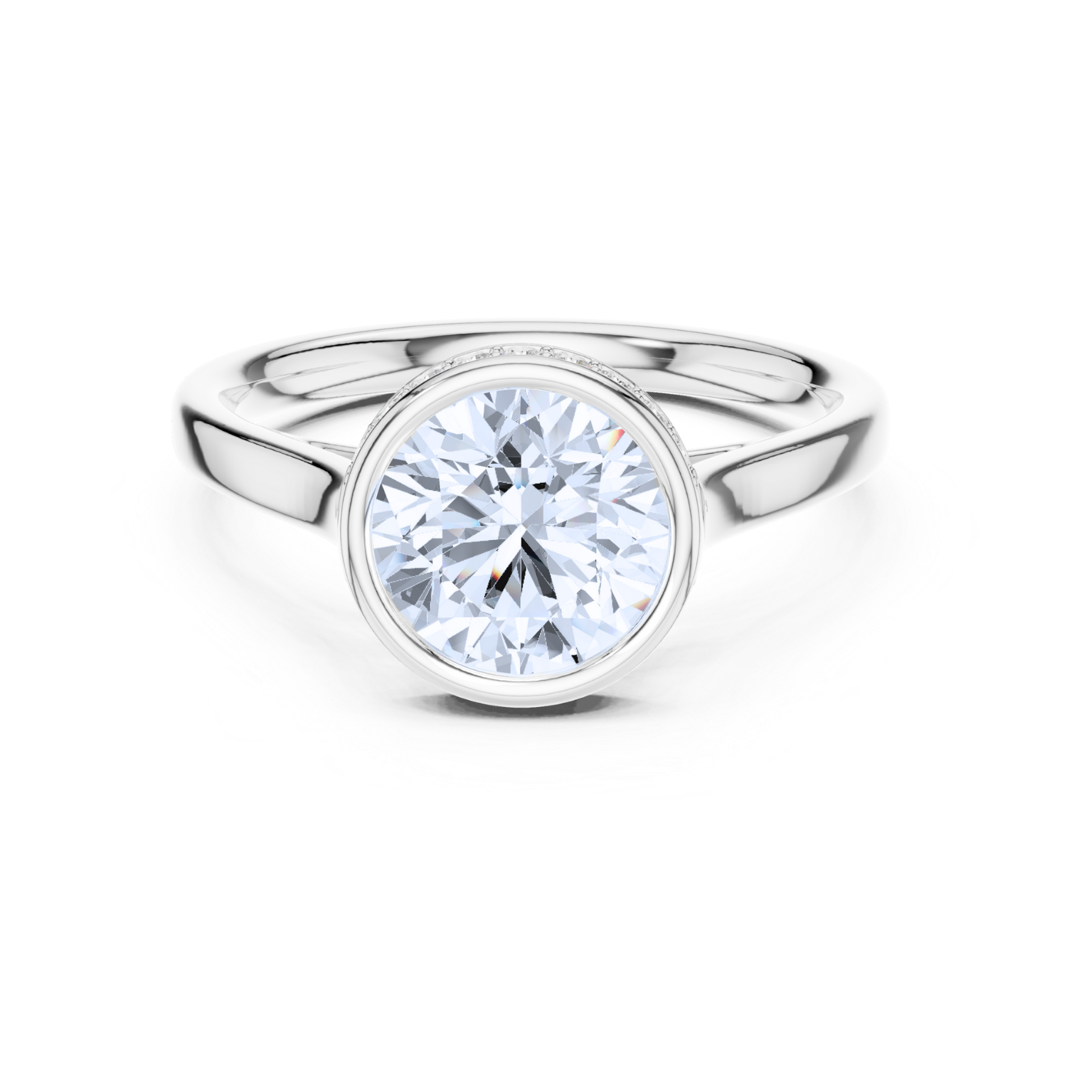 Bezel-Set Diamond Ring With Hidden Halo