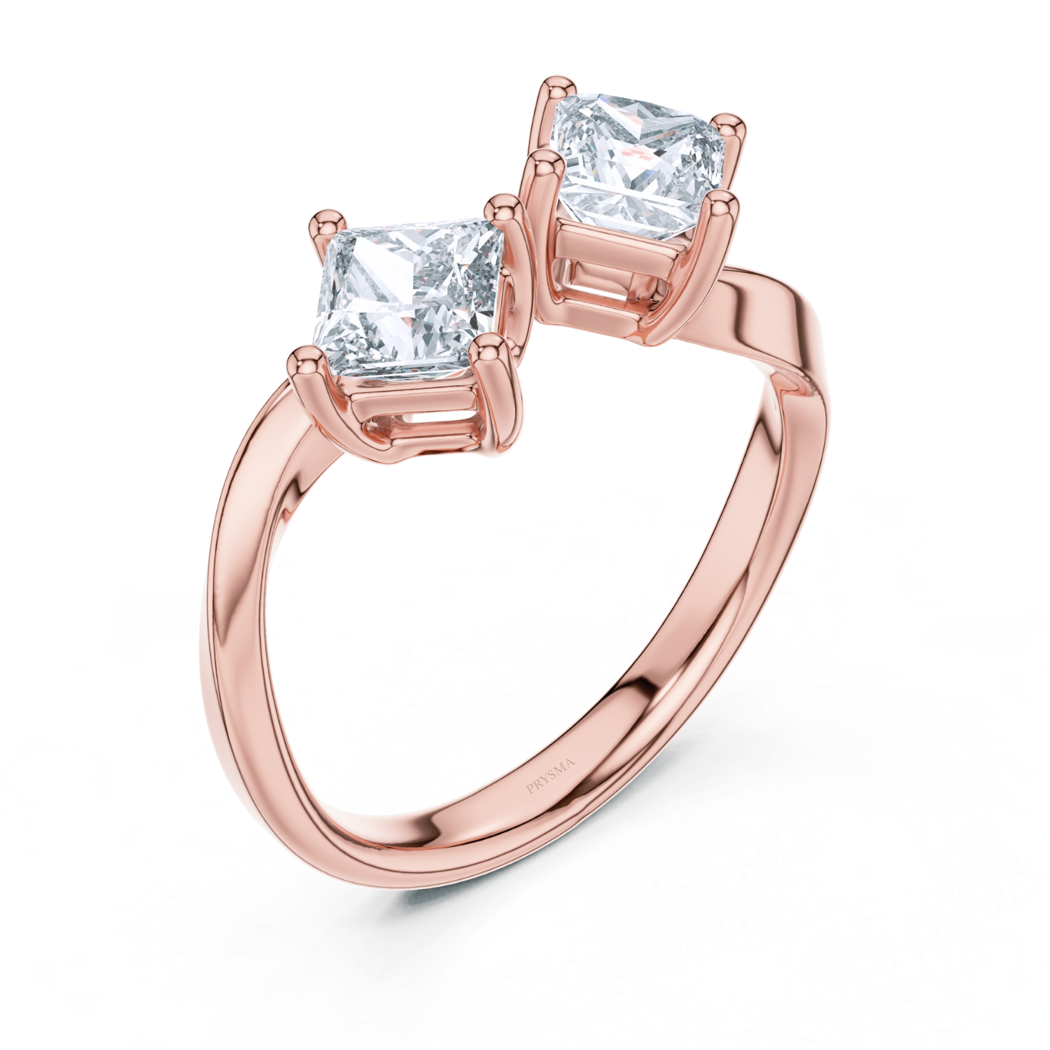 Twin Princess-Cut Diamond Open Ring