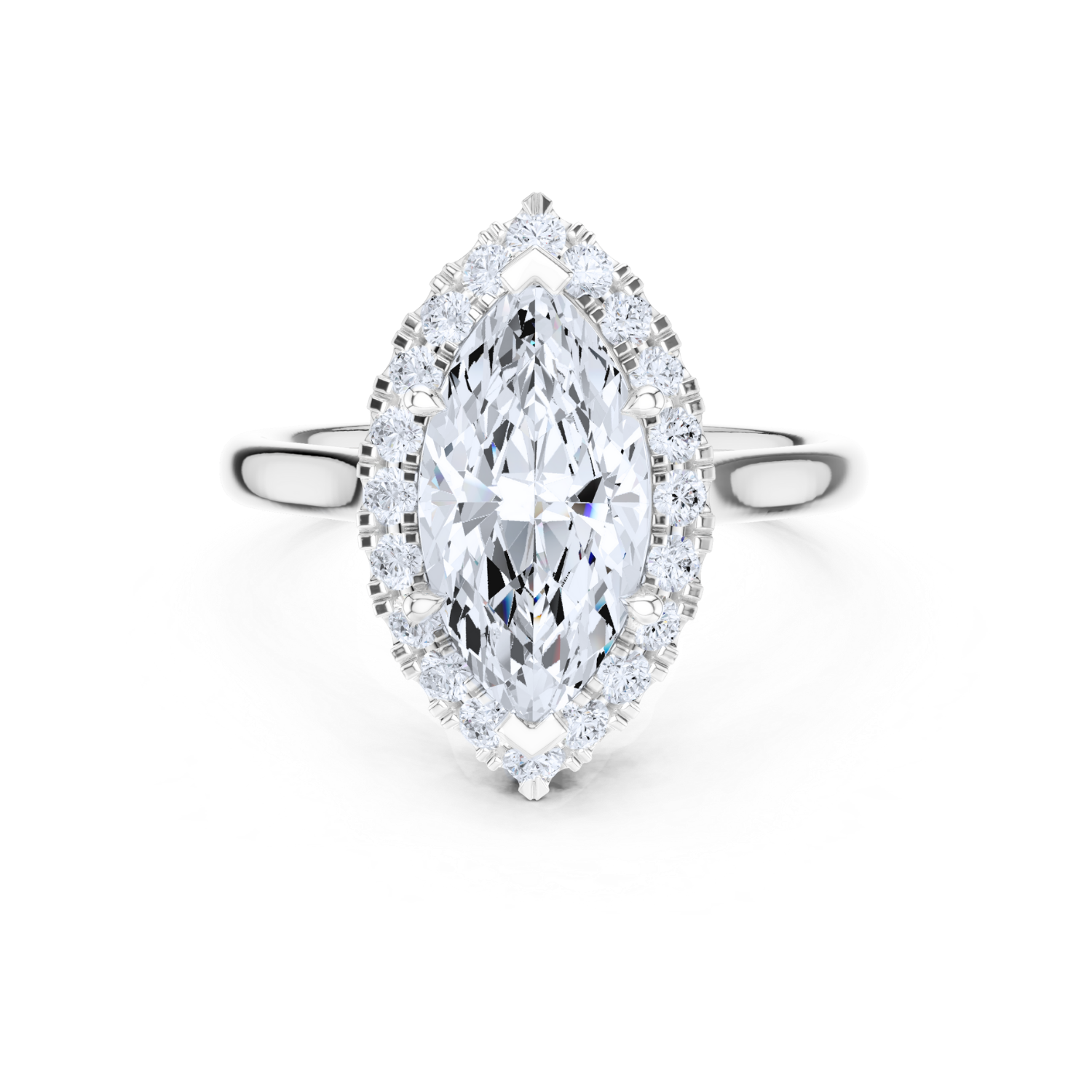 Marquise Halo Split Shank Diamond Ring