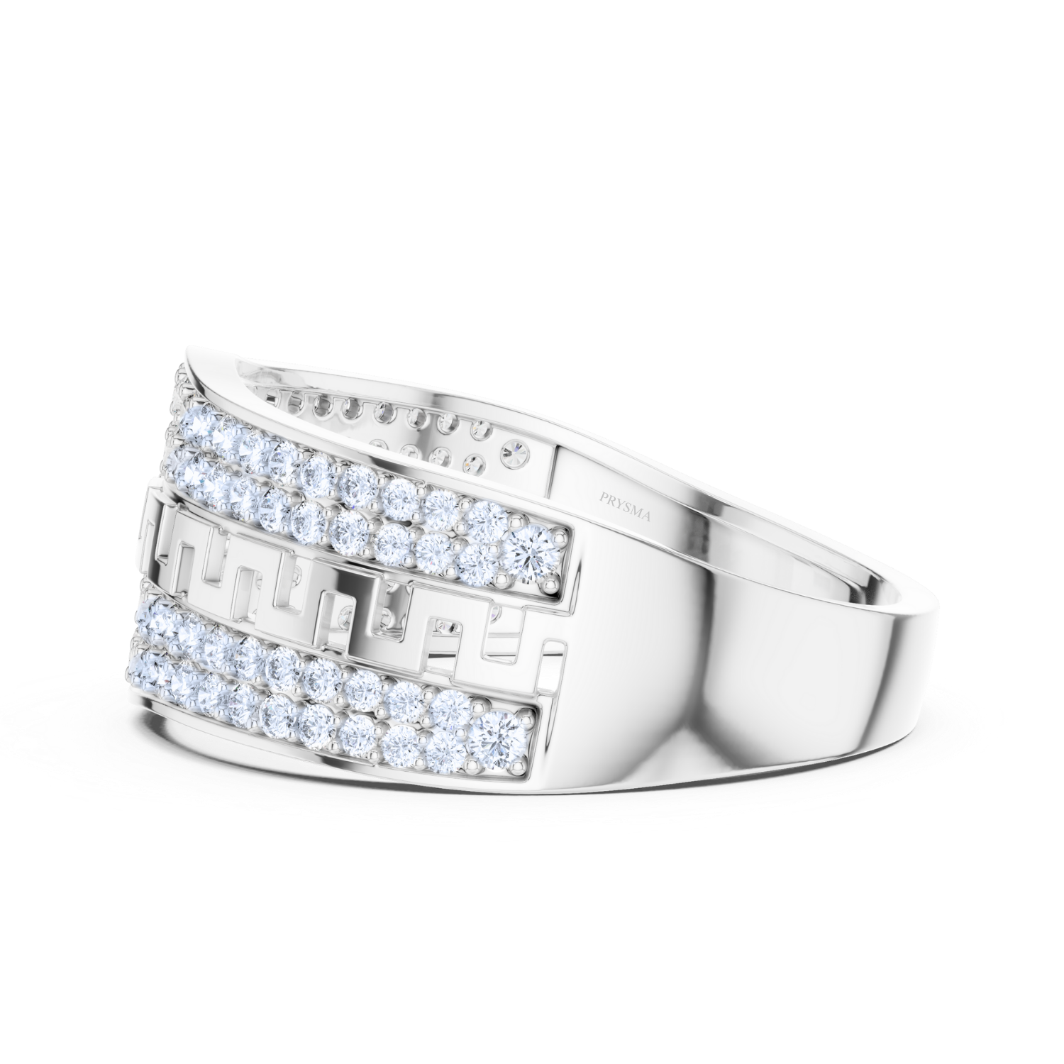 Greek Key Diamond Pave Ring