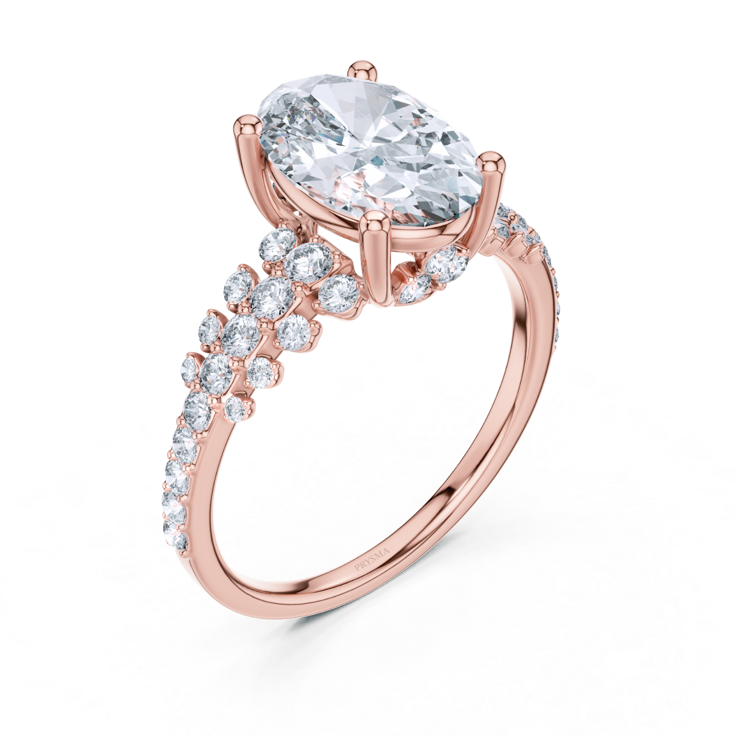 Oval-Cut Diamond Vine Cluster Ring