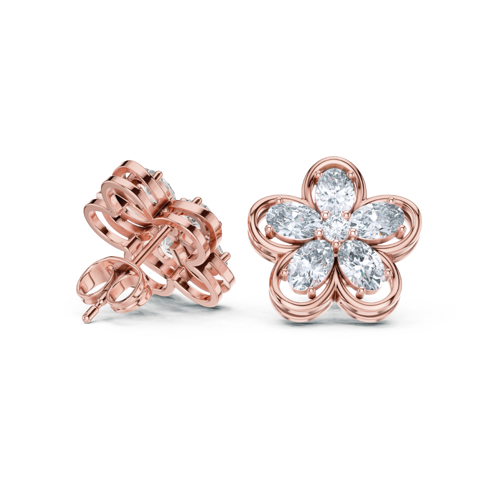 Floral Radiance Diamond Stud Earrings