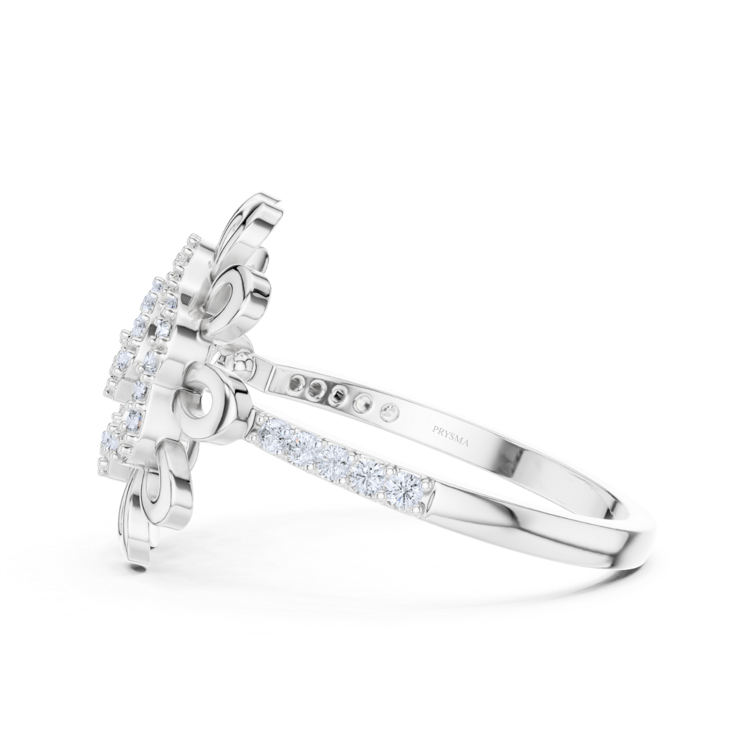Floral Elegance Round Diamond Ring